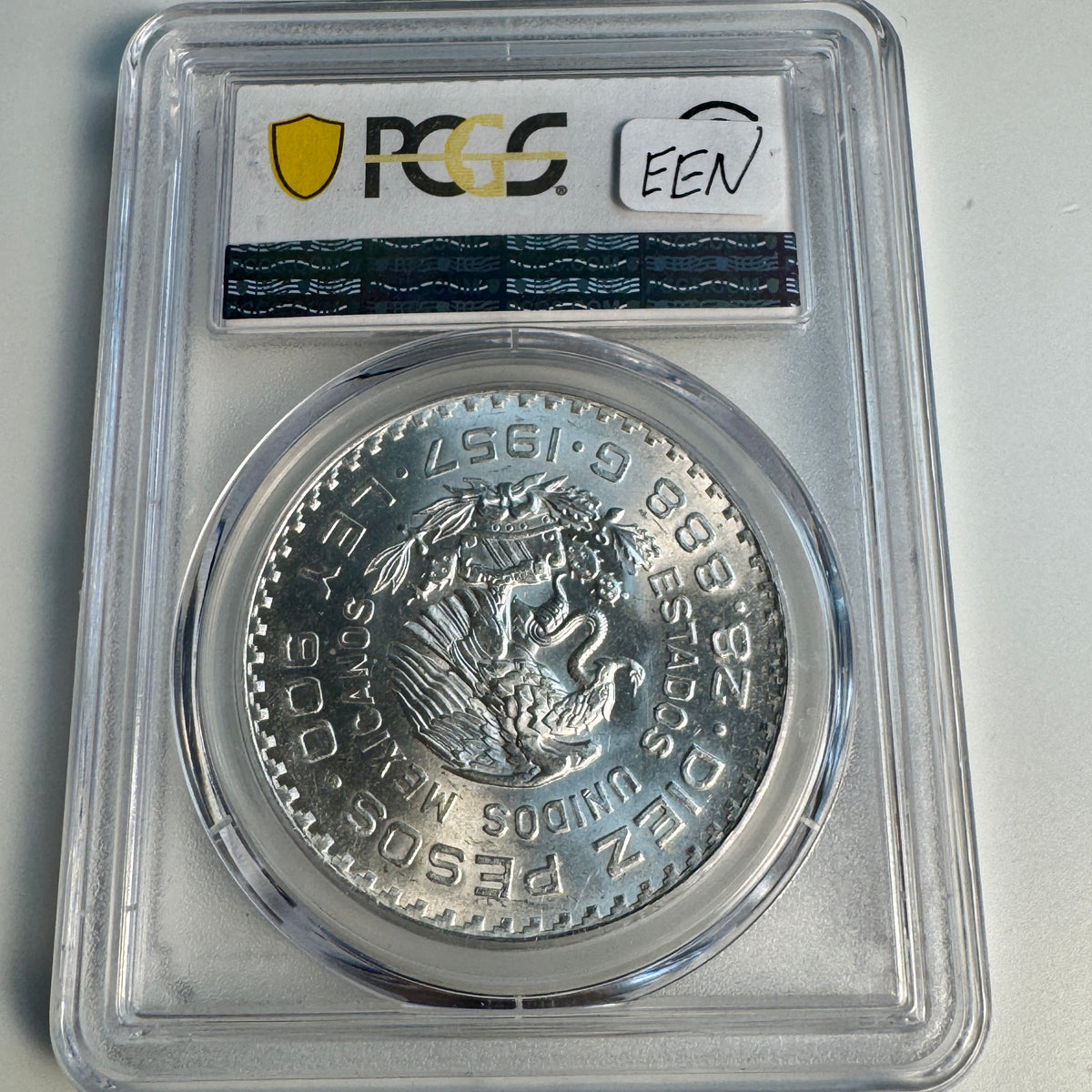 1957 Mexico Constitution Centennial 10 Pesos, PCGS MS-64 🇲🇽