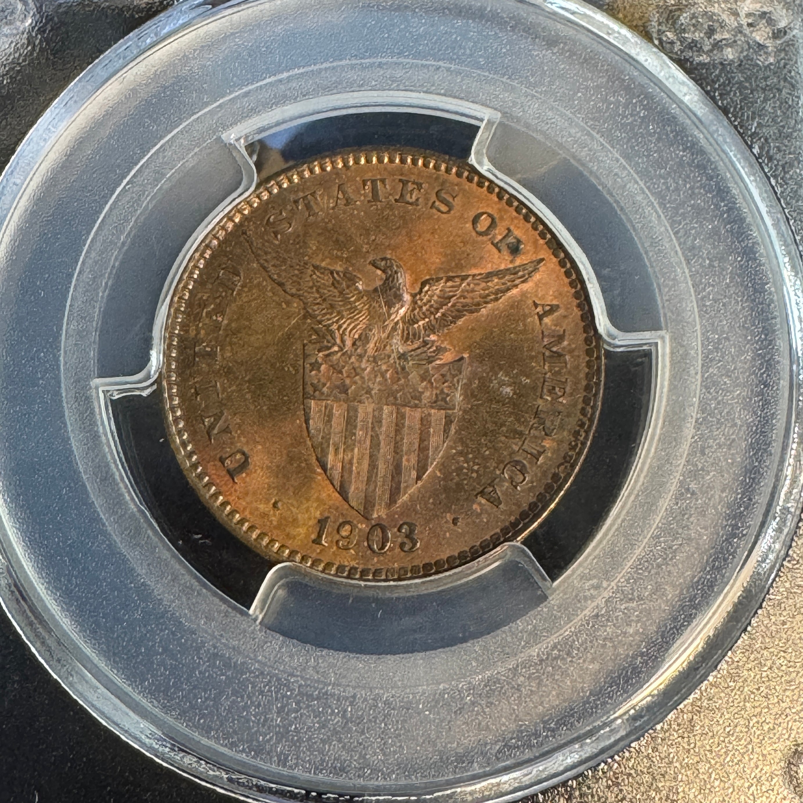 1903 US Philippines 1 Centavo, PCGS MS-63 RB Red-Brown