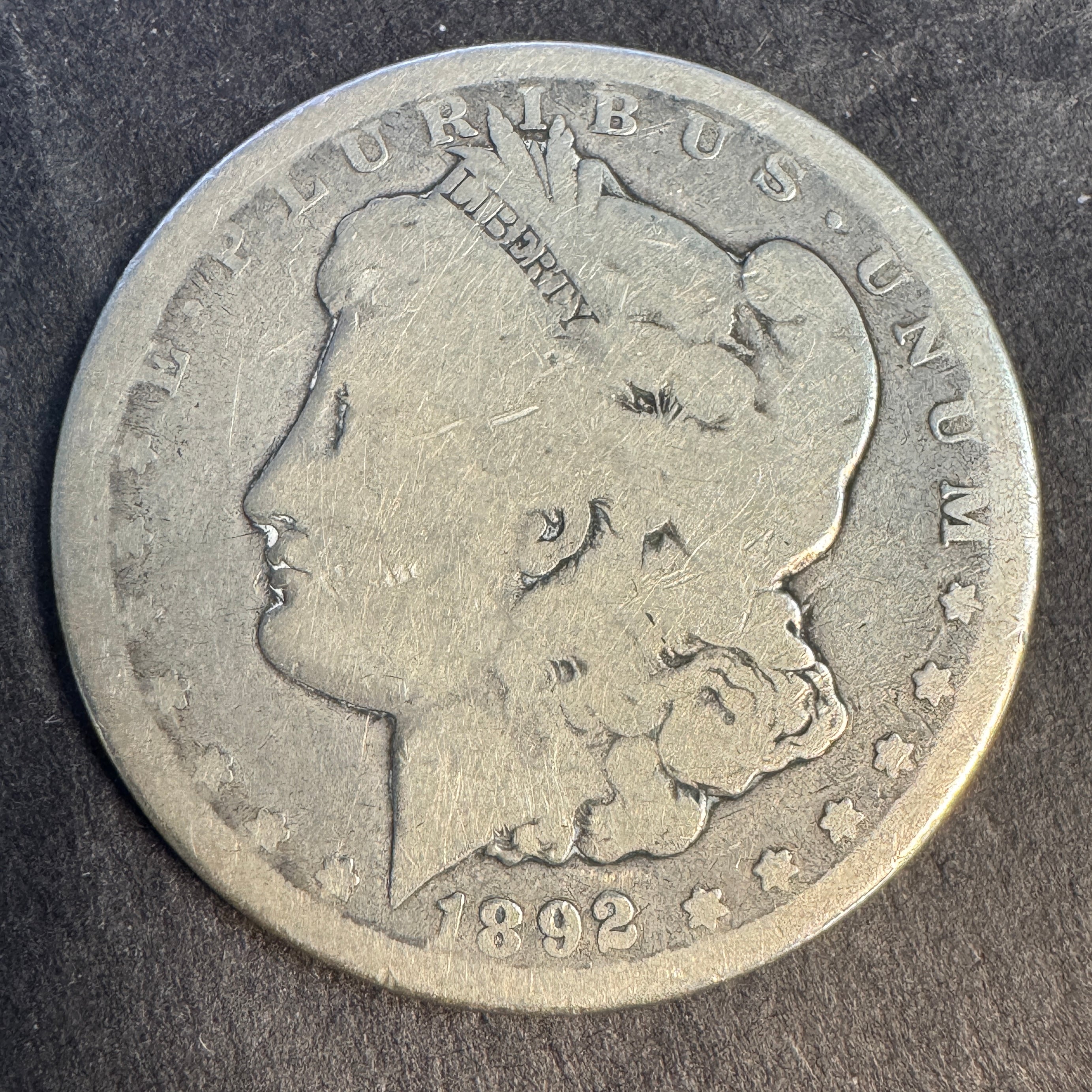 1892-CC Morgan Silver Dollar, Carson City US $1, “Lowball” Poor/AG