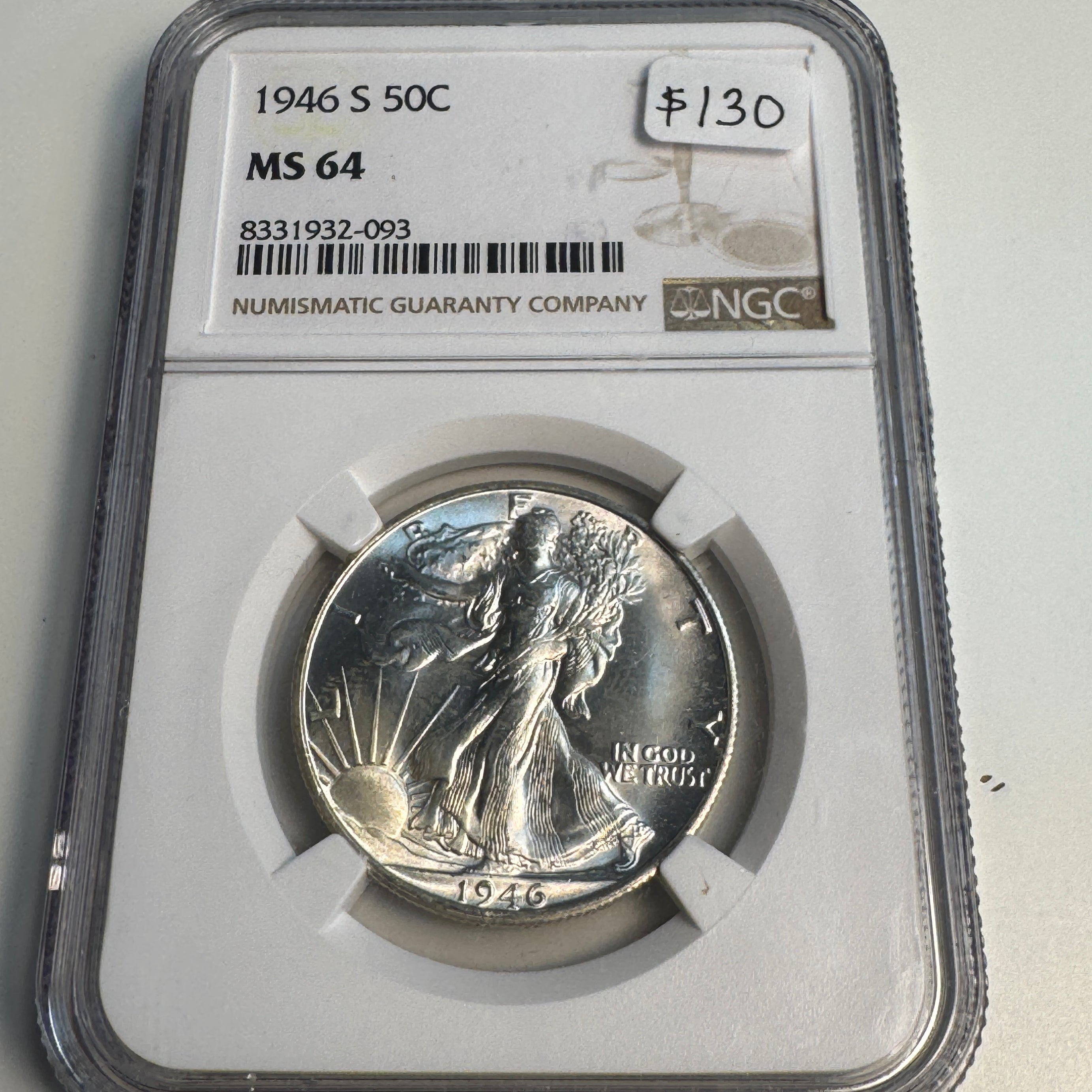 1946-S Walking Liberty Half Dollar, NGC MS-64