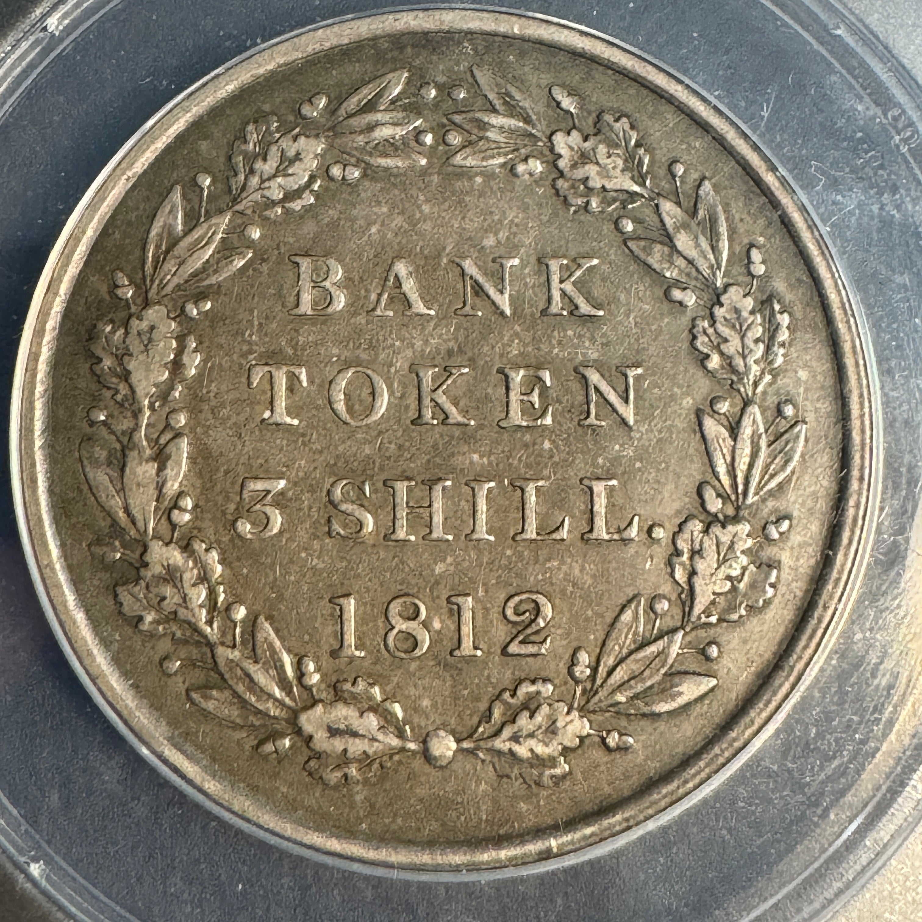 1812 Great Britain AR 3 Shilling Bank Token, George III, ANACS VF-35 🇬🇧