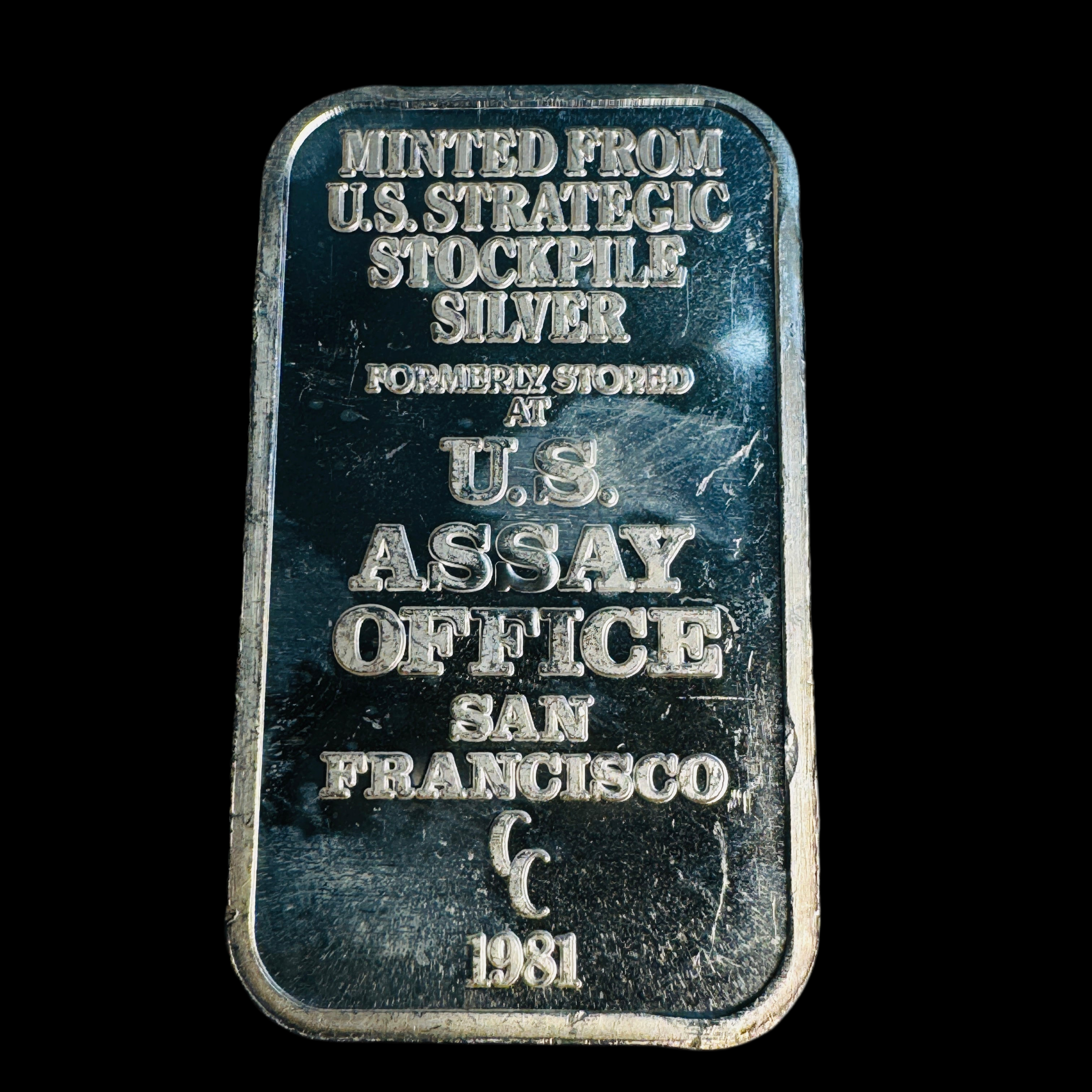 1981 Former US Strategic Stockpile 1 oz 999 Silver Ingot Bar (California Crown)