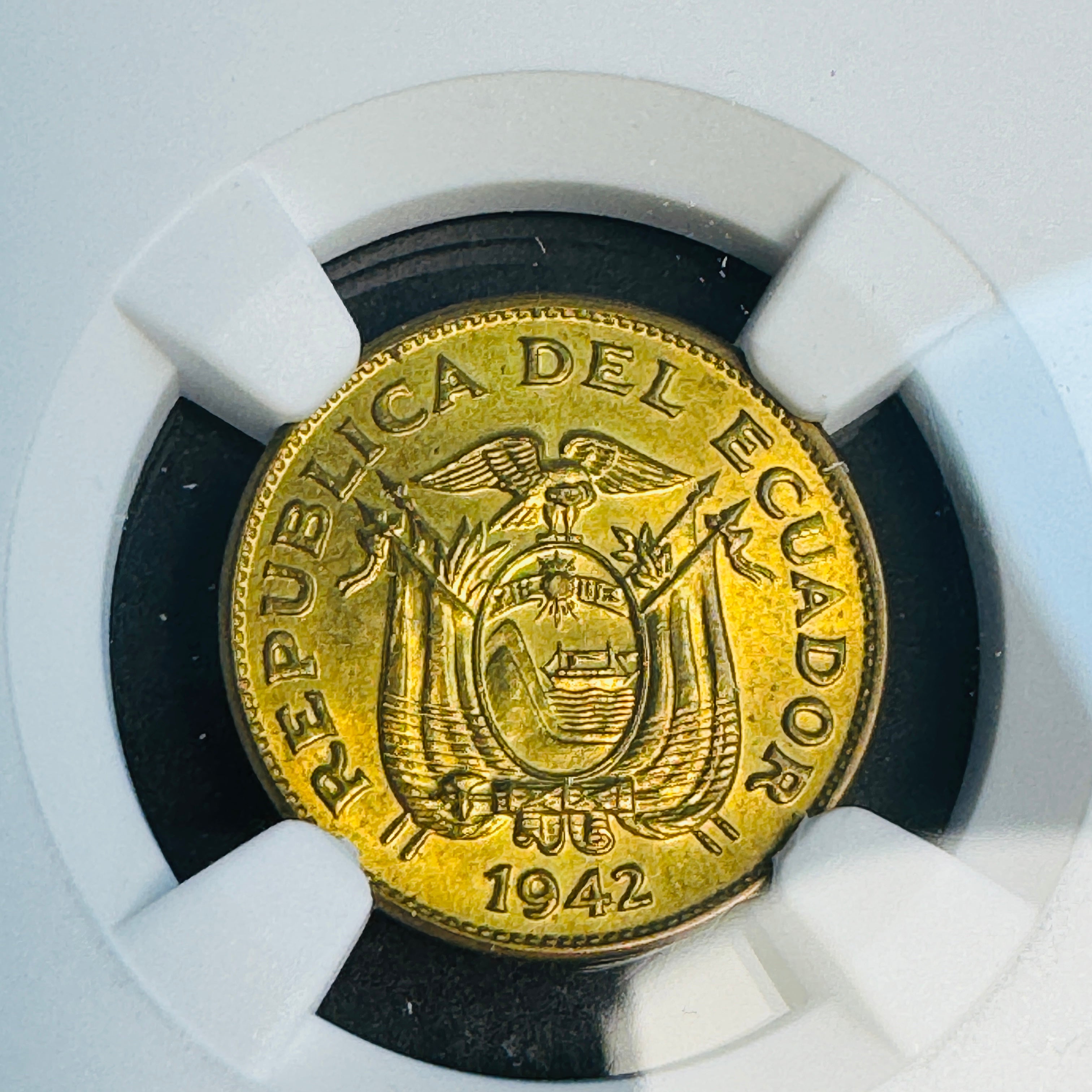 1942 (P, US Mint) Ecuador 5 Centavos, NGC MS-65 🇪🇨
