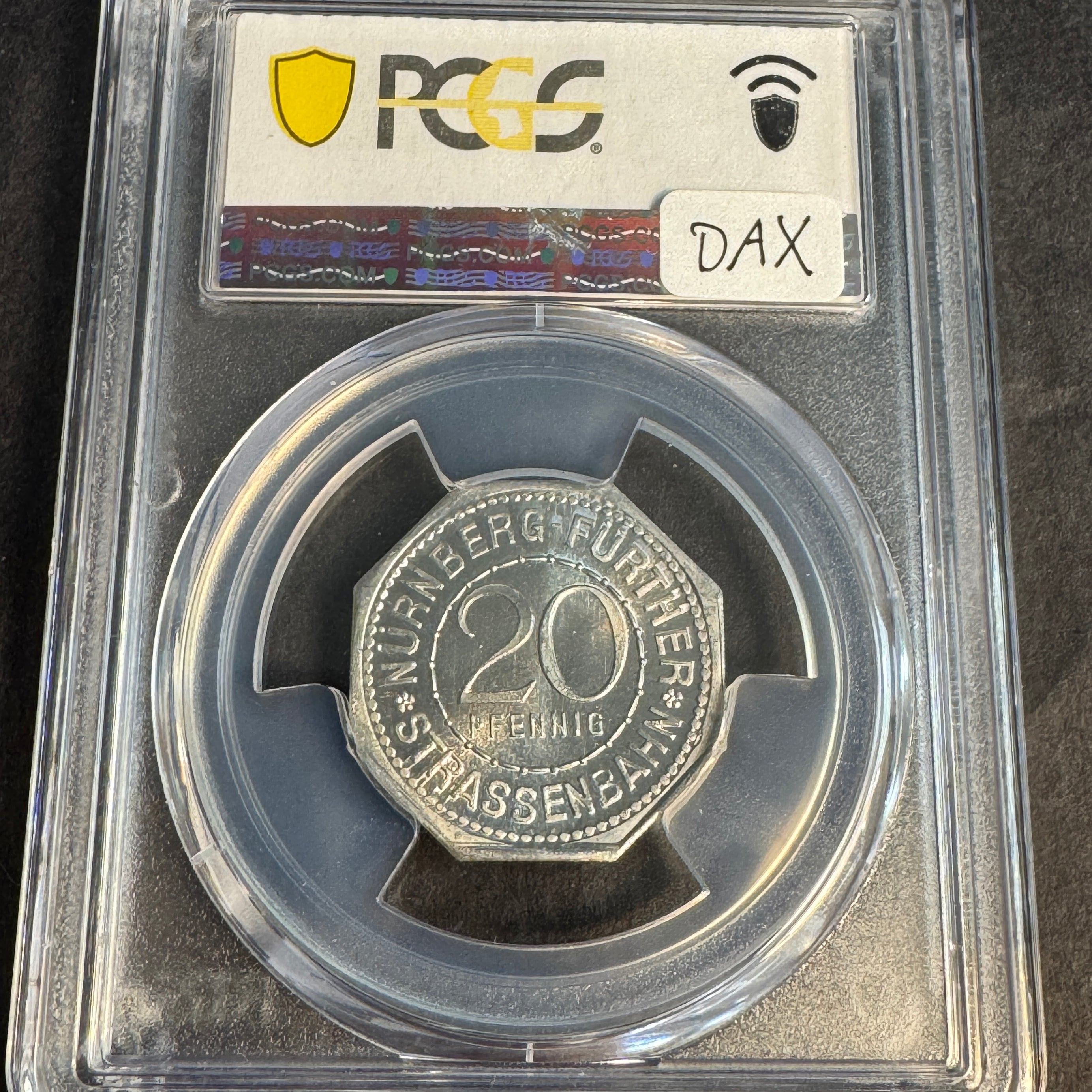 (1920-21) Nurnberg Germany 20 Pfennig Streetcar Token, PCGS MS-65, Pop 4/1