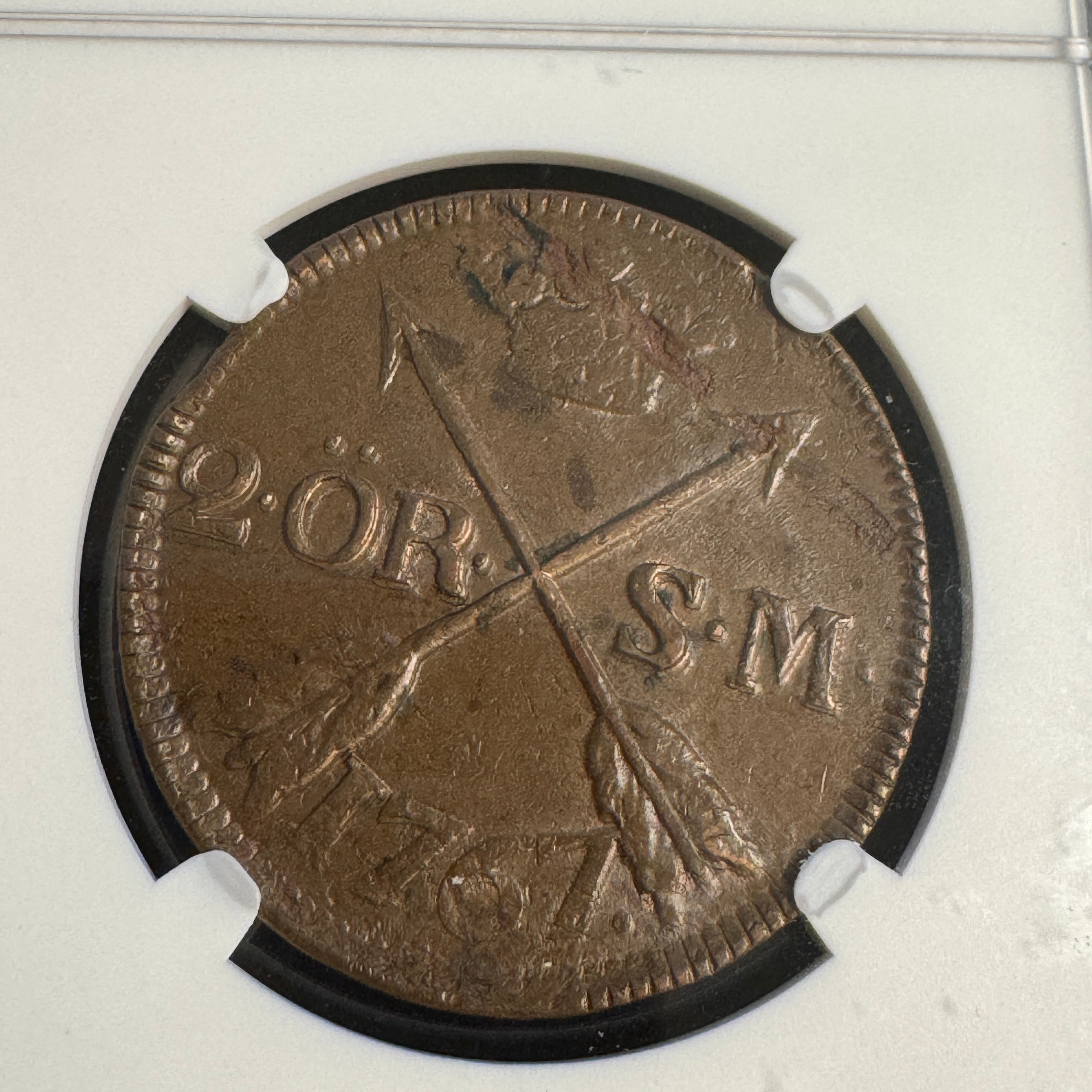1767 Sweden 2 Ore S.M., NGC MS-62 BN , Top Pop 1/0 finest known 🇸🇪