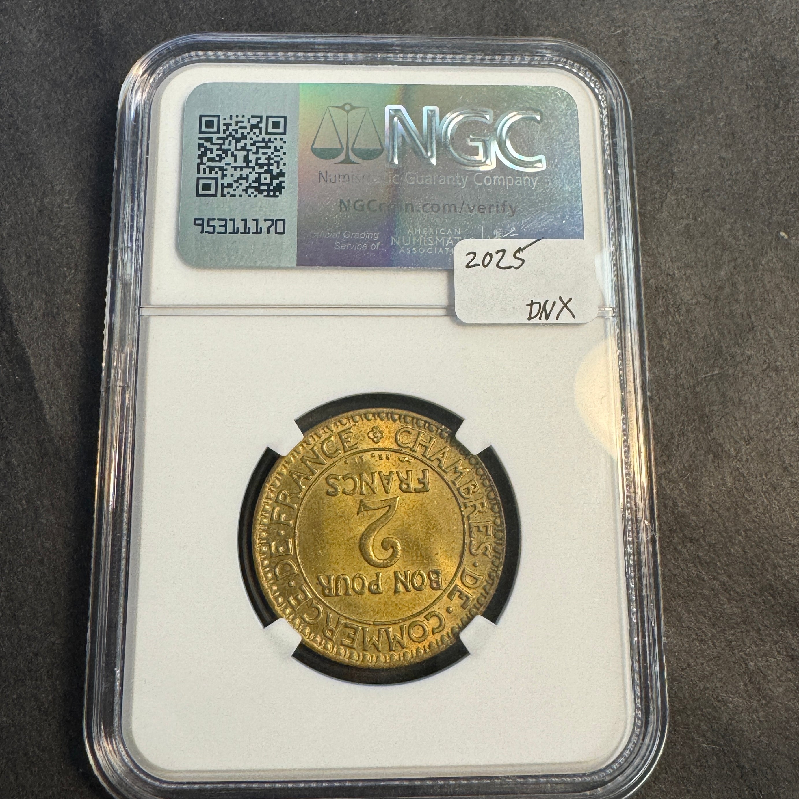 1924 France 2 Francs, Closed 4 Variety, Seated Mercury, NGC MS-65, Near Top Pop 2/1 🇫🇷