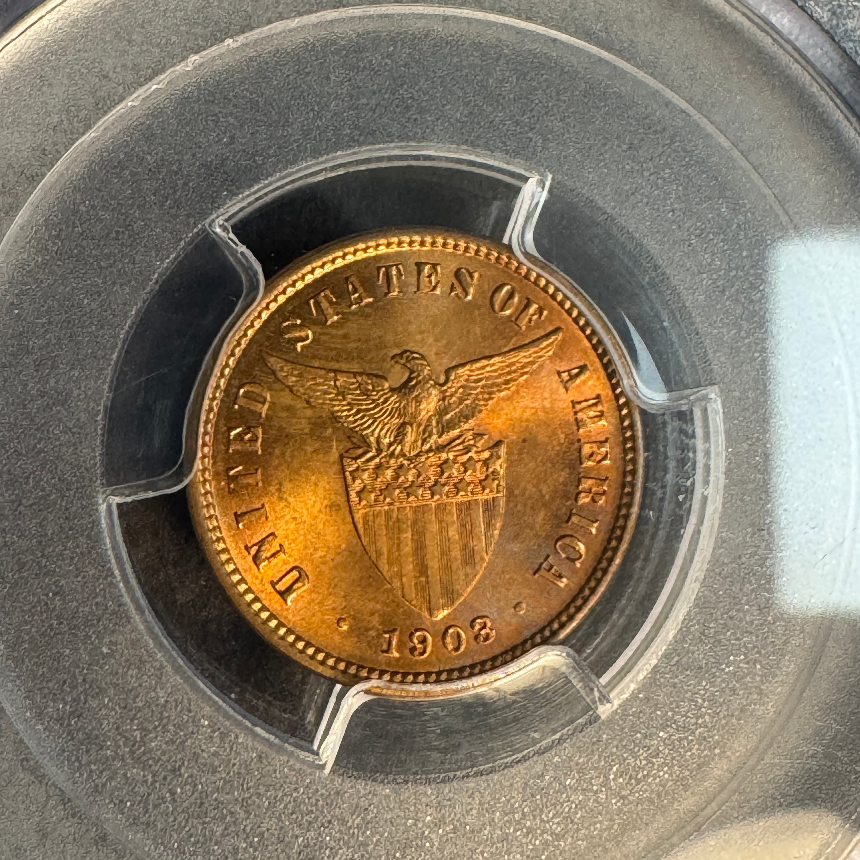 1903 US Philippines 1/2 Centavo, PCGS MS-63 RB Red-Brown