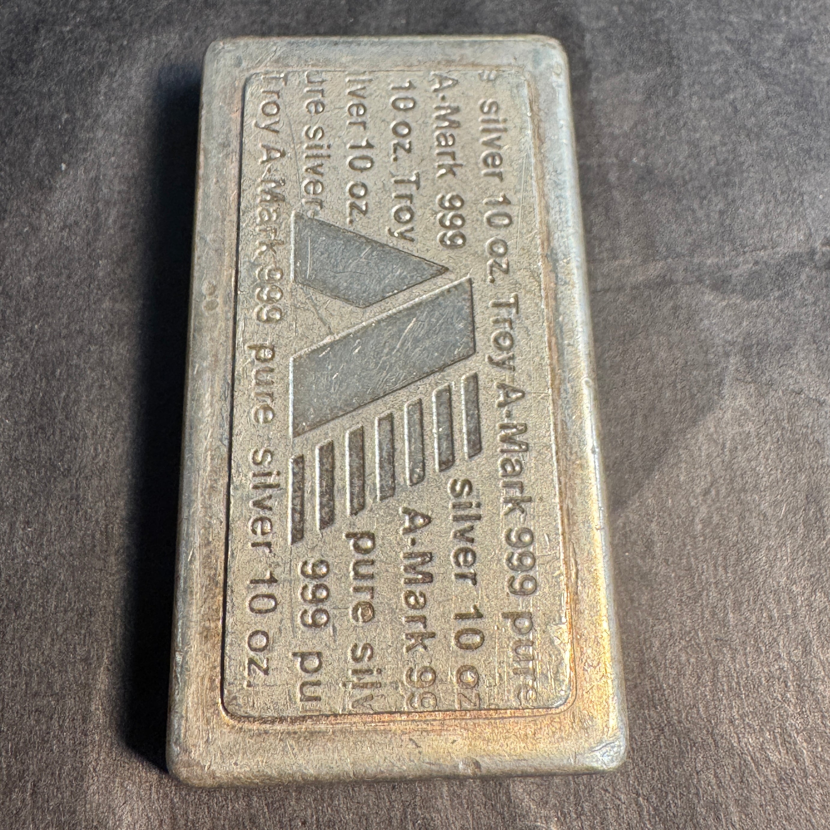 Vintage A-MARK 10oz 999 Silver USVI Assay Lot 785 Ingot
