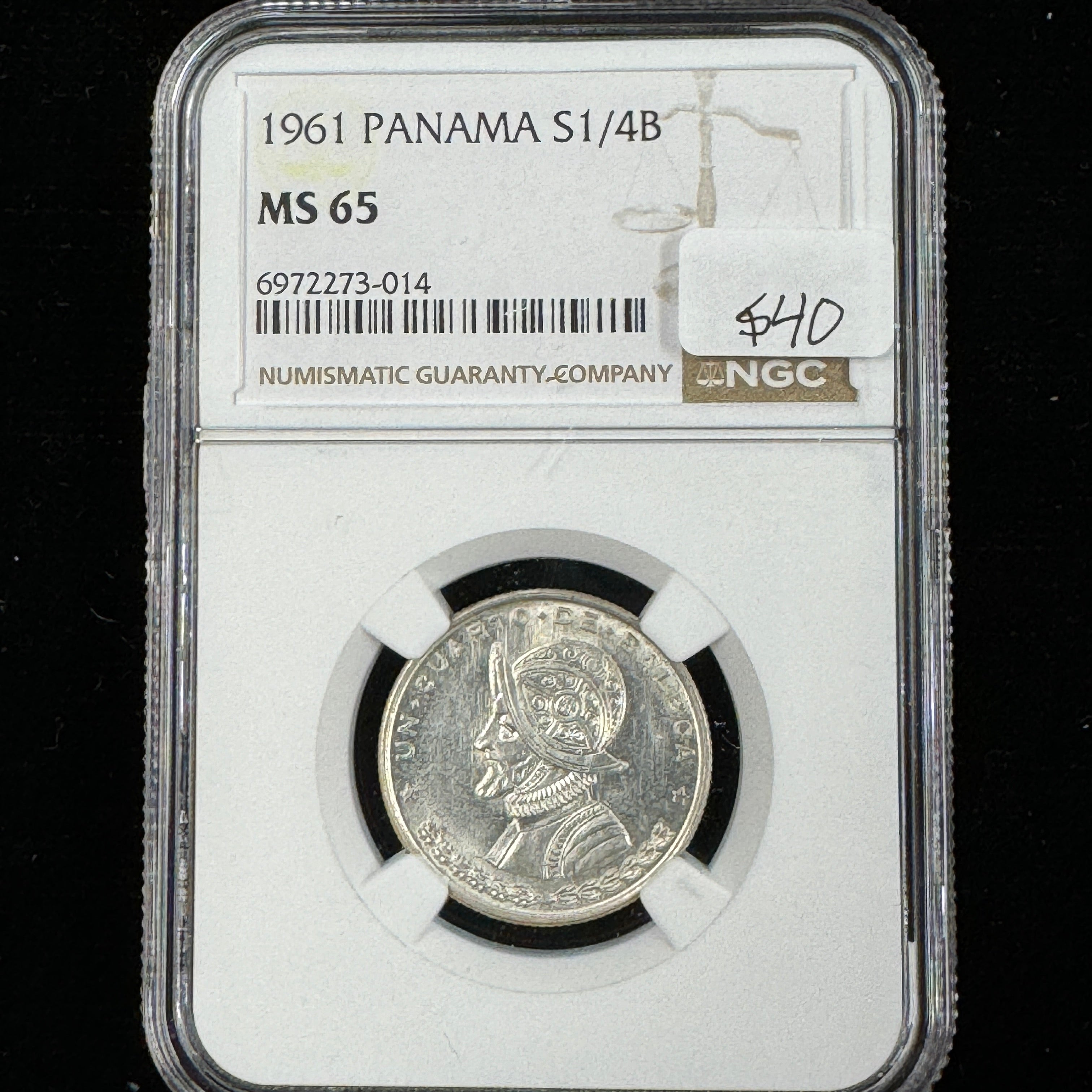 1961 (Mo) Panama AR 1/4 Balboa, NGC MS-65 🇵🇦