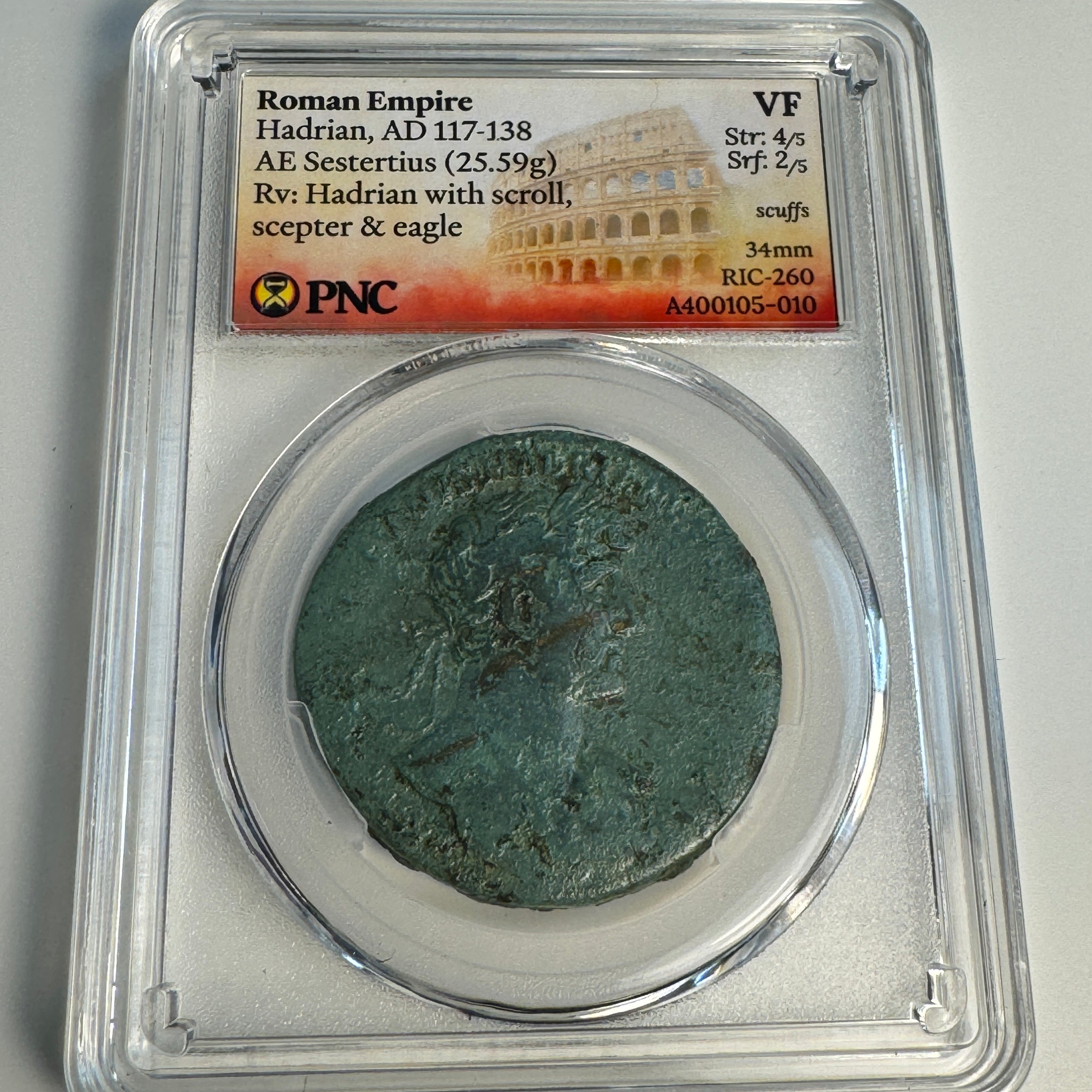 HADRIAN (AD 117-133) Roman Empire, AE Sestertius (25.5g), RIC-260, PNC VF