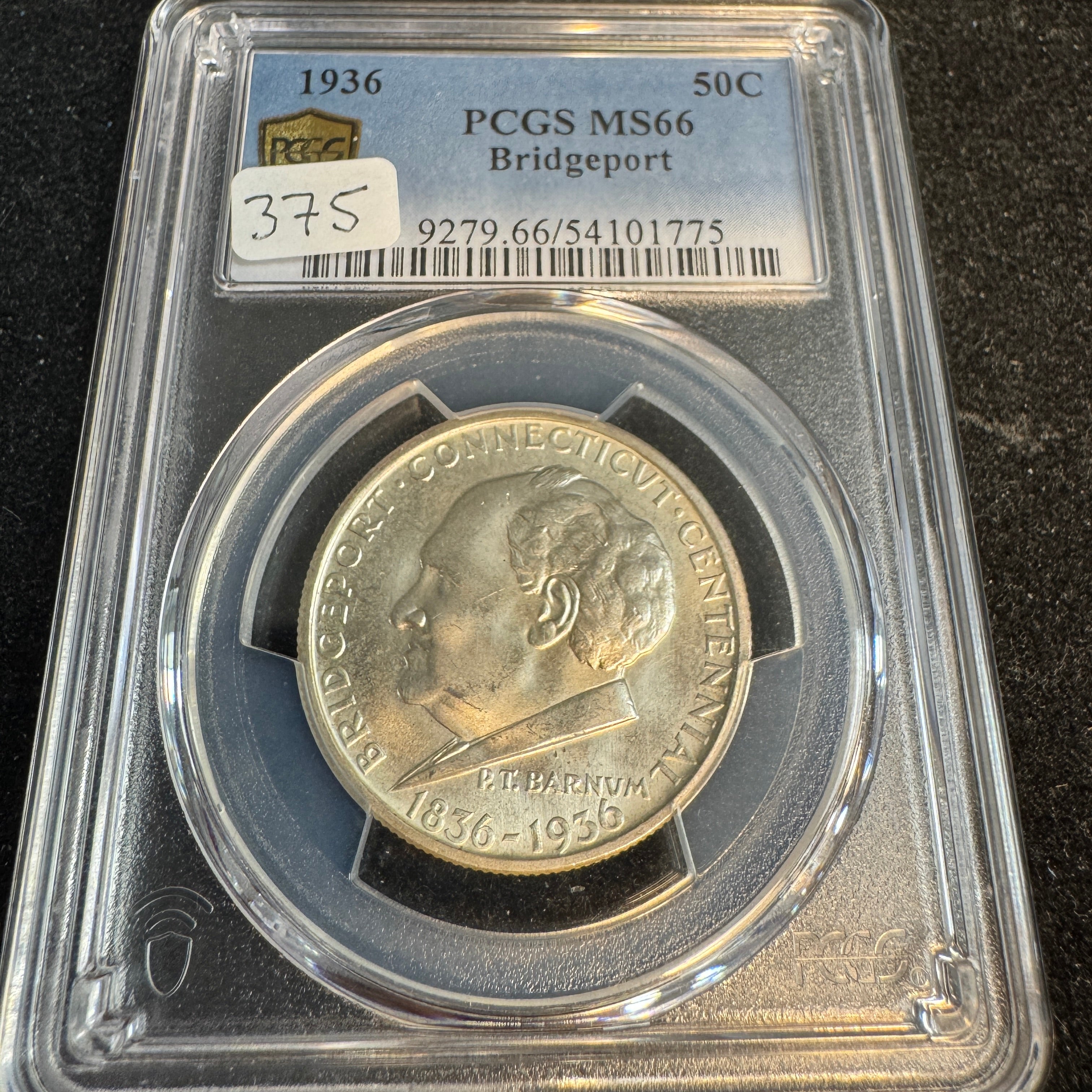 1936 Bridgeport Connecticut PT Barnum Commemorative Half Dollar, PCGS MS-66