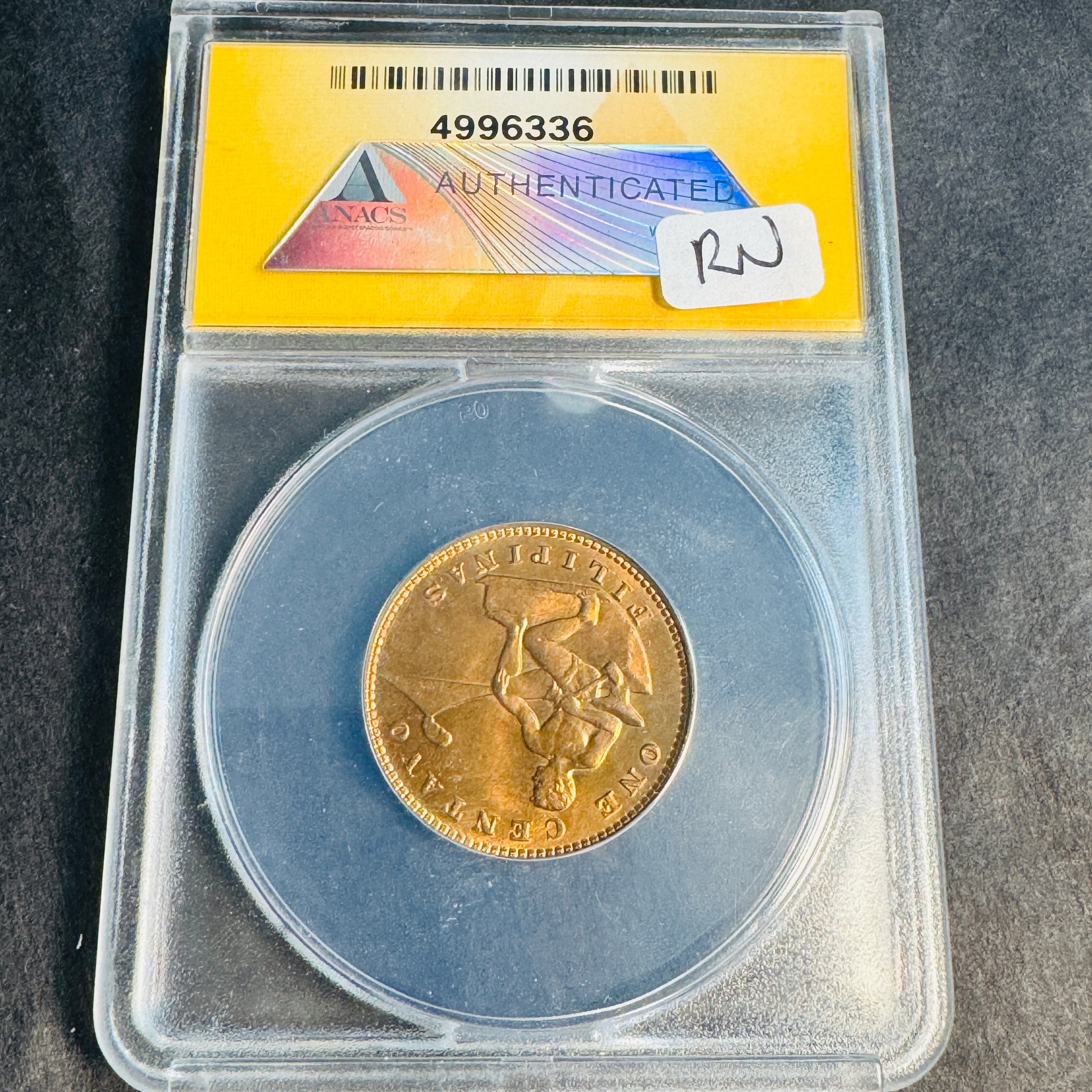 1933-M US Philippines 1 Centavo, ANACS MS-64 RB Red-Brown