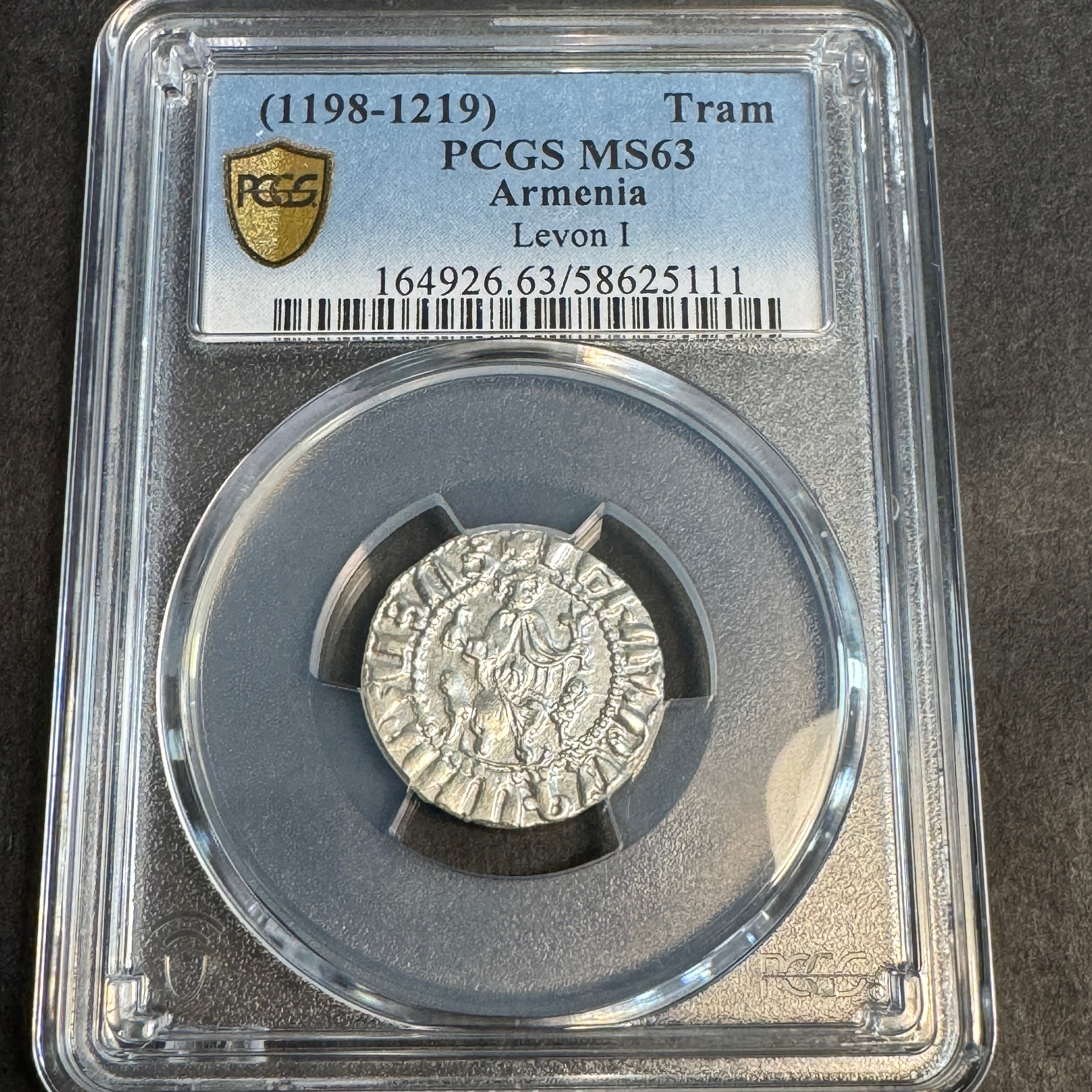 Levon I, Armenia (1198-1219 AD) Crusader Silver Tram, PGCS MS-63 🇦🇲