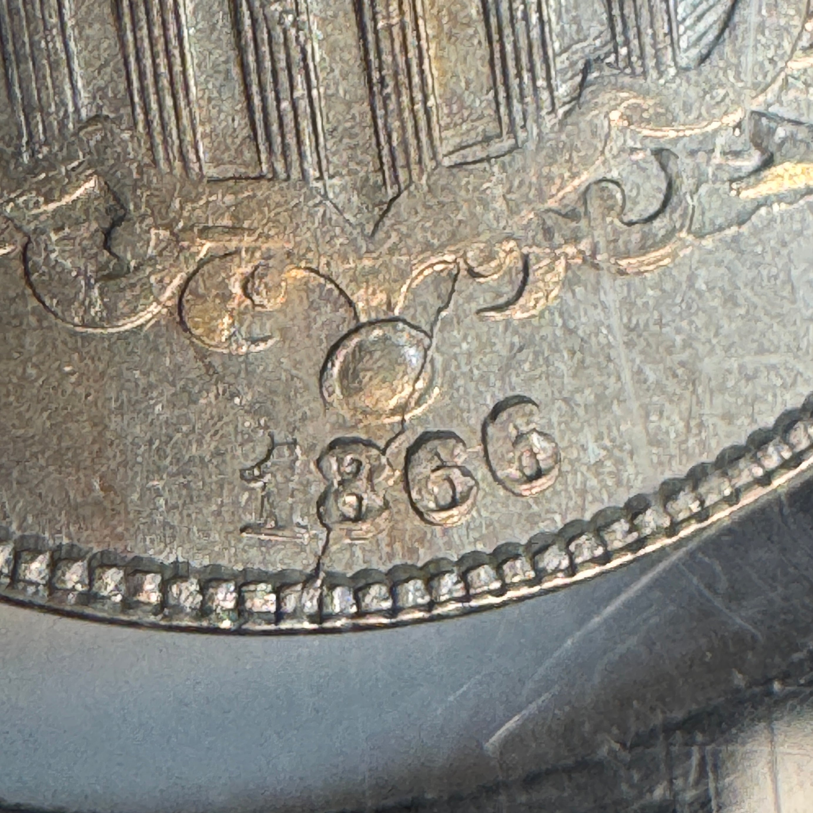 1866 Shield Nickel 5c with Rays, NGC-X MS 9.2 (MS-62)