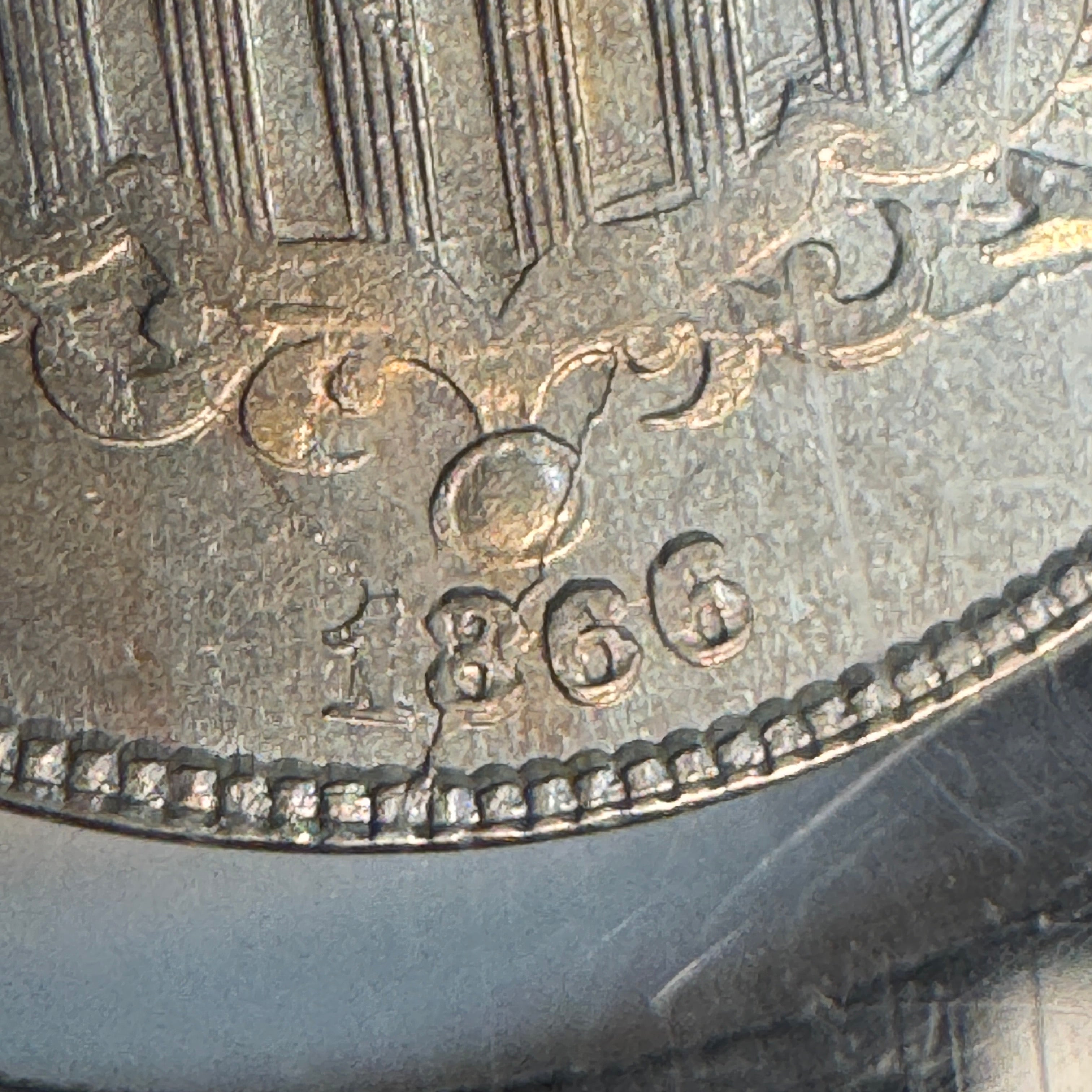 1866 Shield Nickel 5c with Rays, NGC-X MS 9.2 (MS-62)