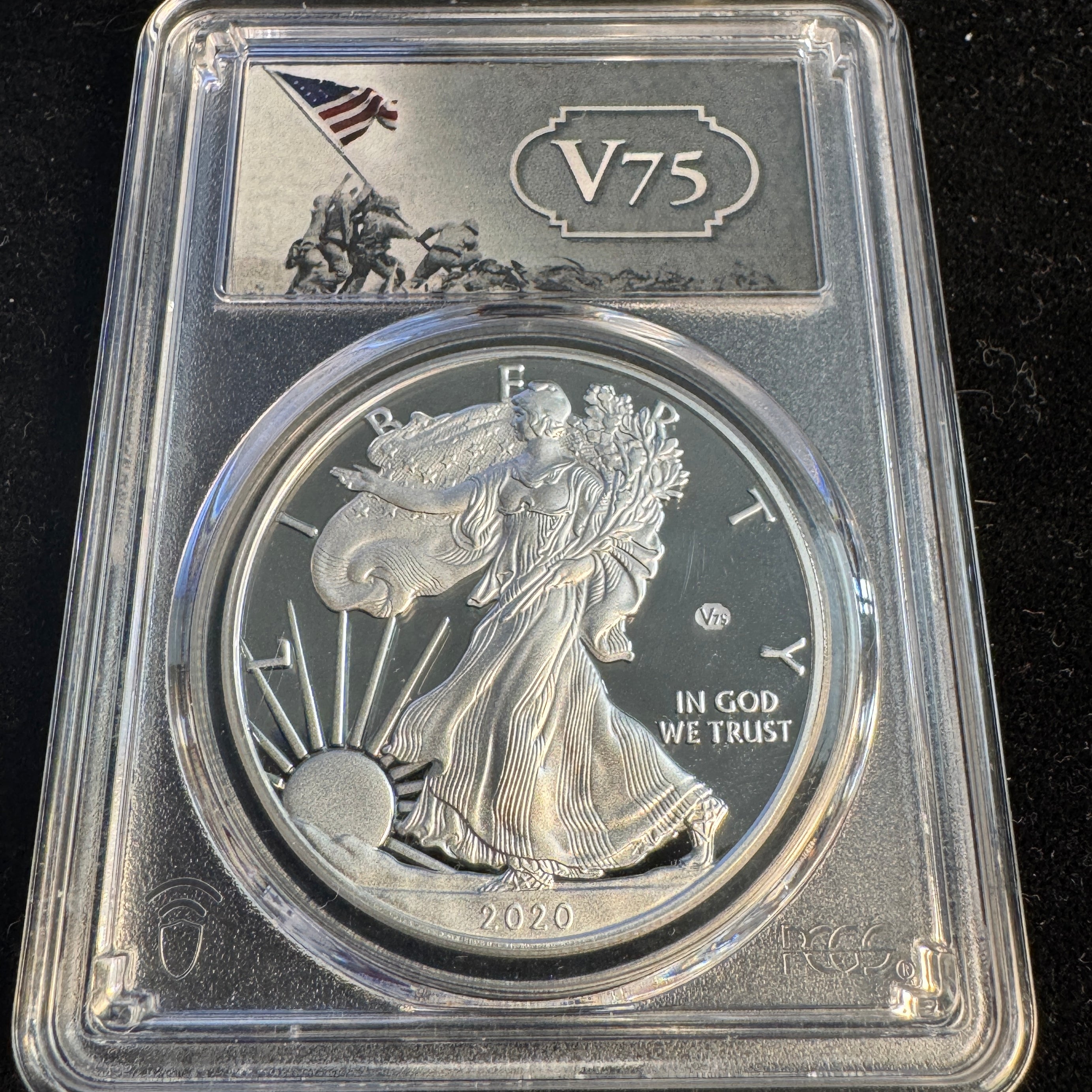 2020-W Proof Silver Eagle V-75 Privy First Strike, PCGS PR-69 DCAM