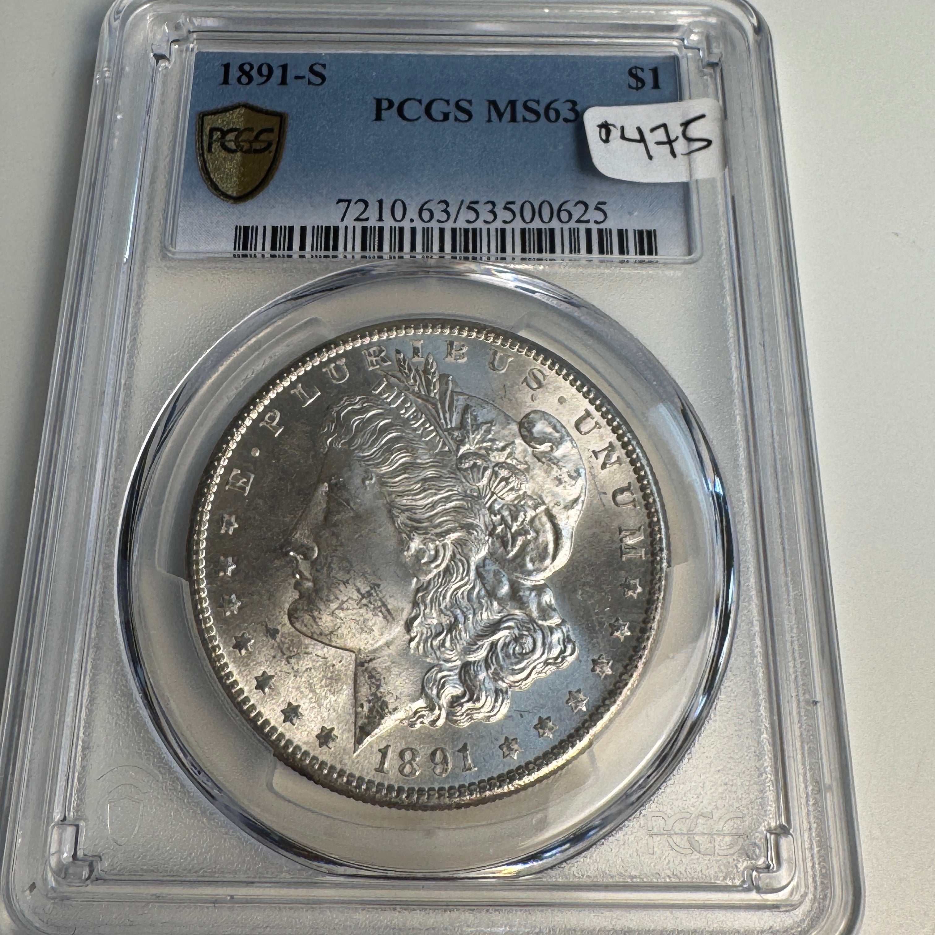 1891-S Morgan Silver Dollar, PCGS MS-63