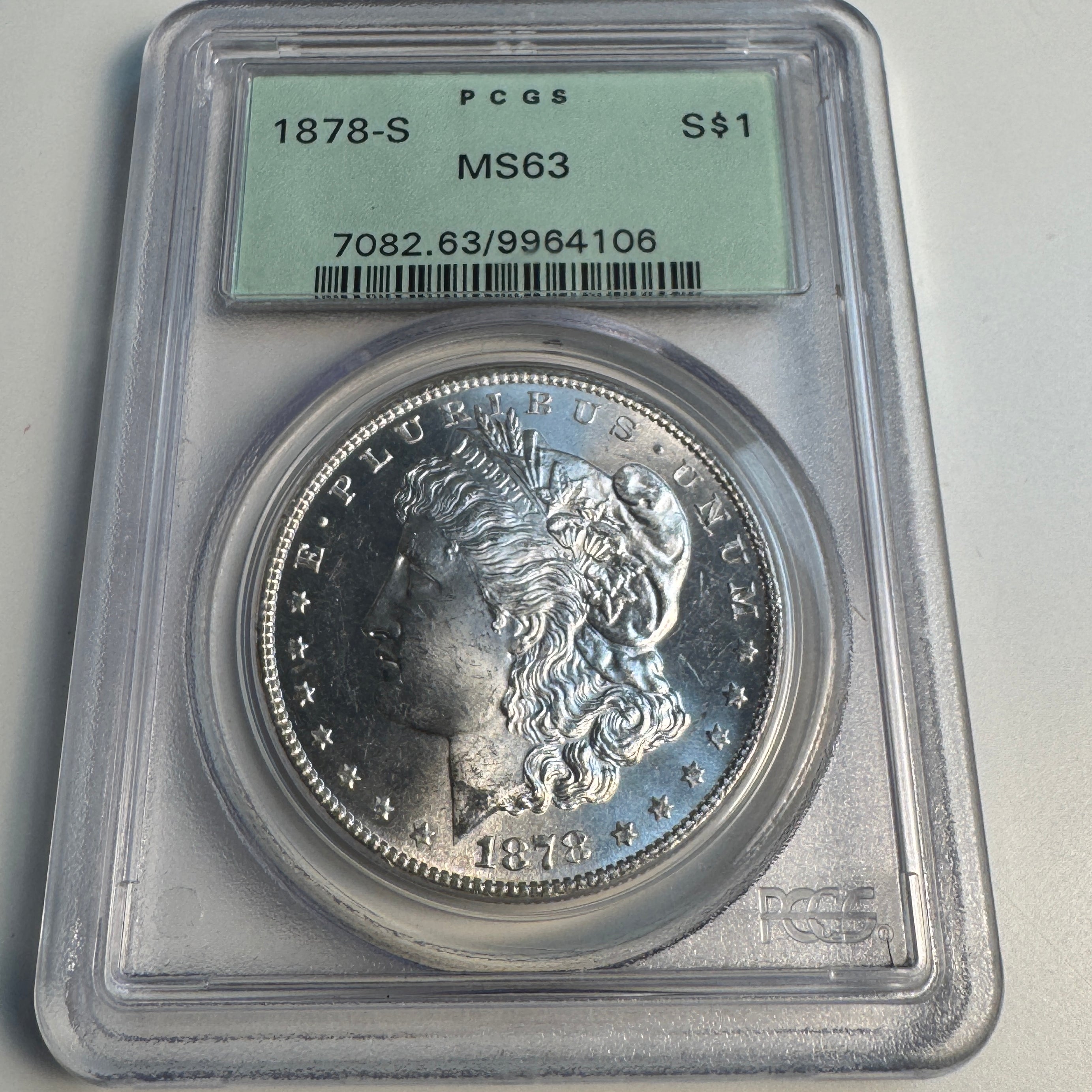 1878-S Morgan Silver Dollar, OGH PCGS MS-63