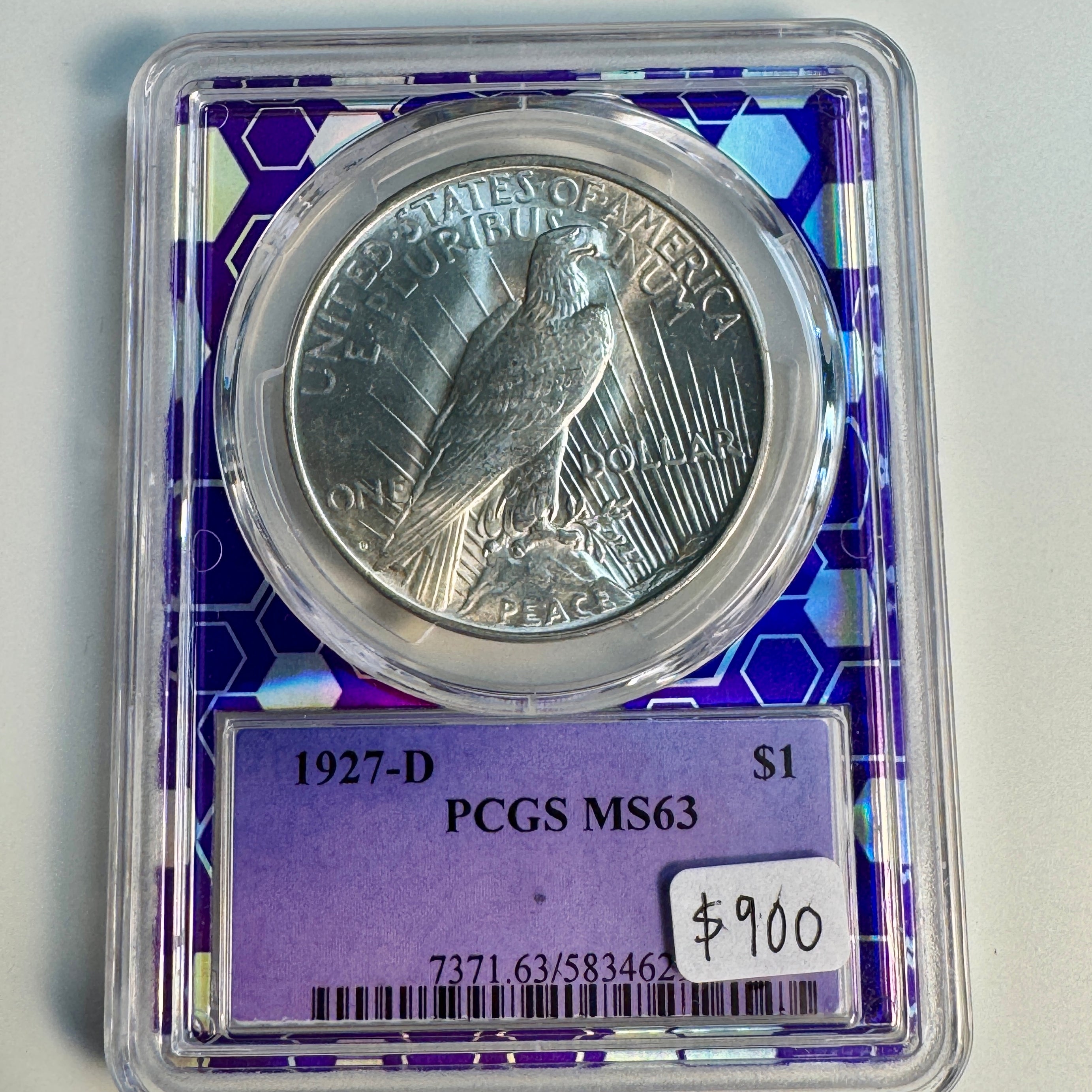 1927-D Peace Silver Dollar $1, “Bert” PCGS MS-63