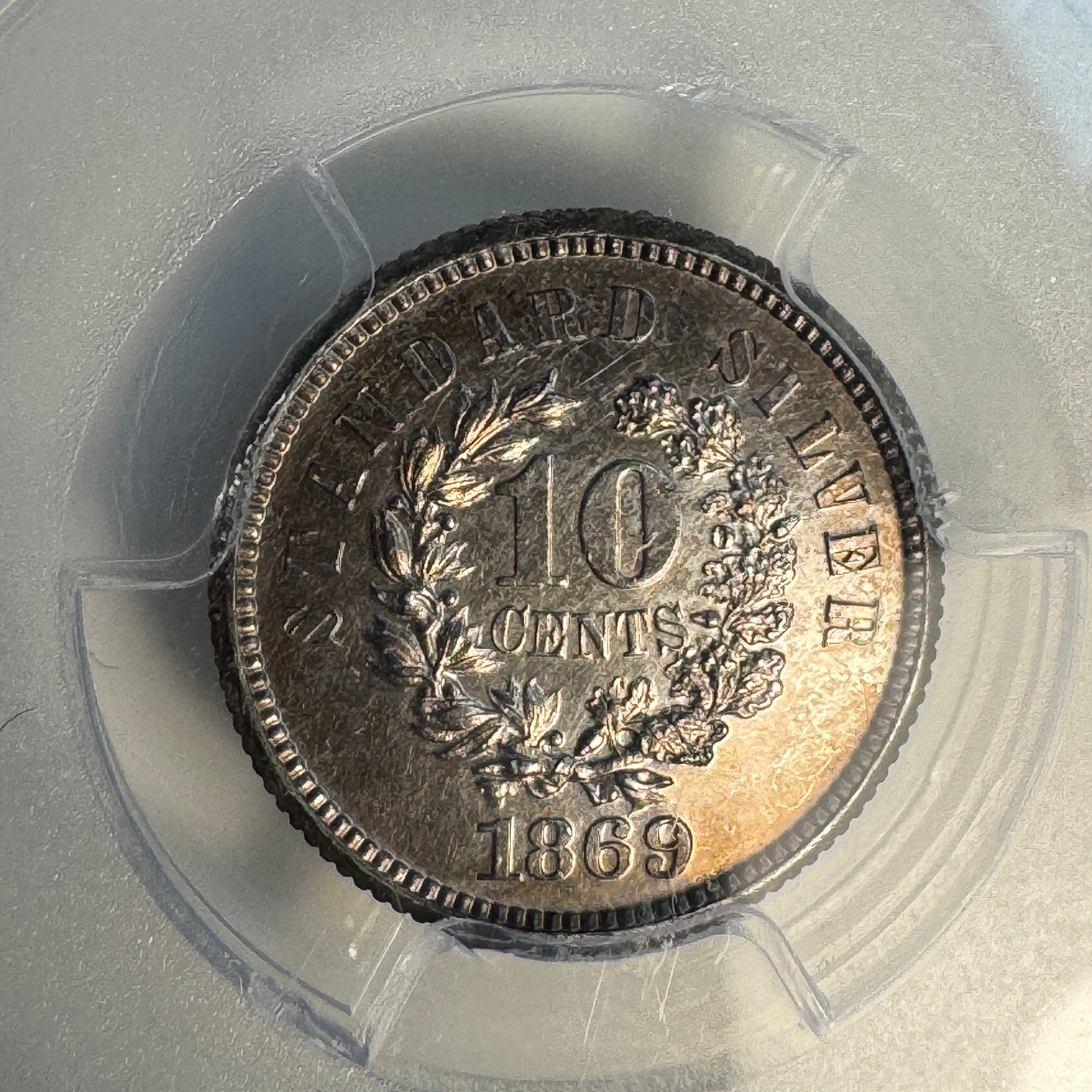 1869 US “Standard Silver” 10c Proof Pattern Dime, J-702, PCGS PR-63