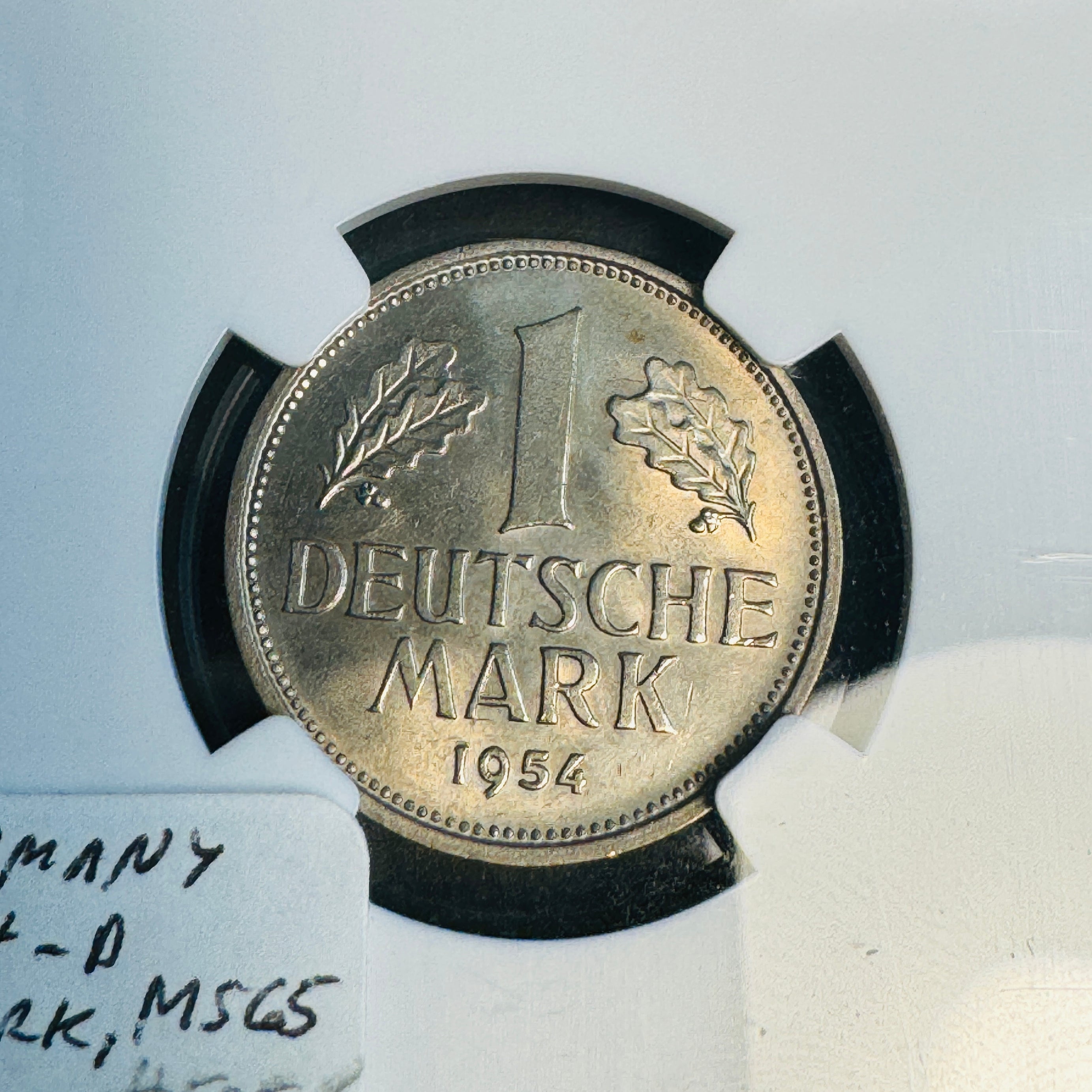 1954-D Germany 1 Mark, KM#110, NGC MS-65 🇩🇪 Top Pop 4/0🏆