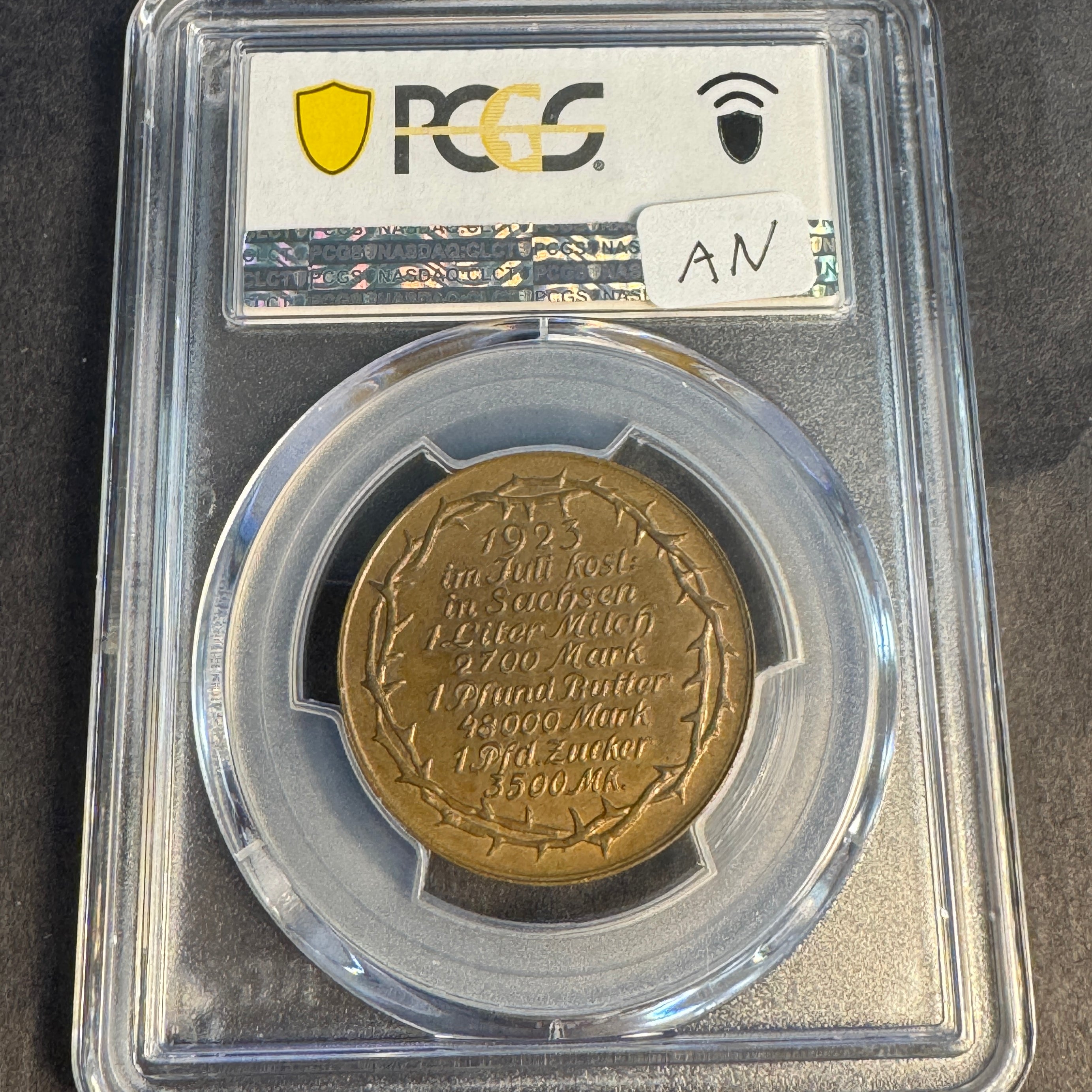 1923 Saxony - Weimar Inflation “Starvation/Hunger” Medal, July, Arnold-187, PCGS SP-63 BN, PCGS Photo Plate Coin, Pop 1/0