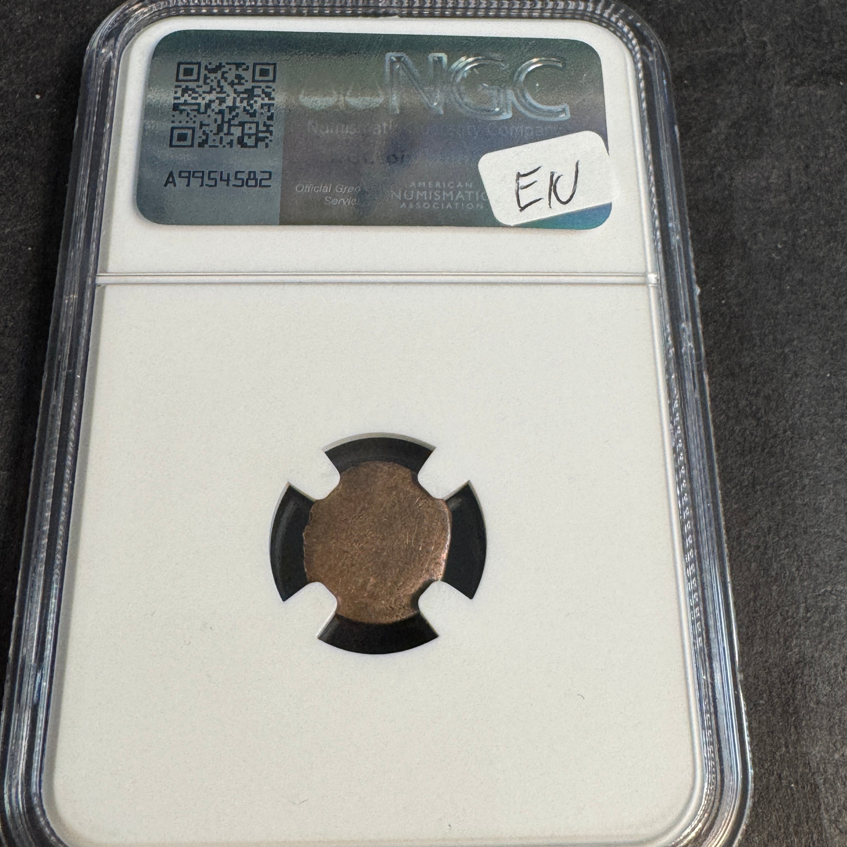 ND (1600-1830) Kingdom of Cambodia 2 Pe, Hamza Bird uniface, NGC Genuine 🇰🇭