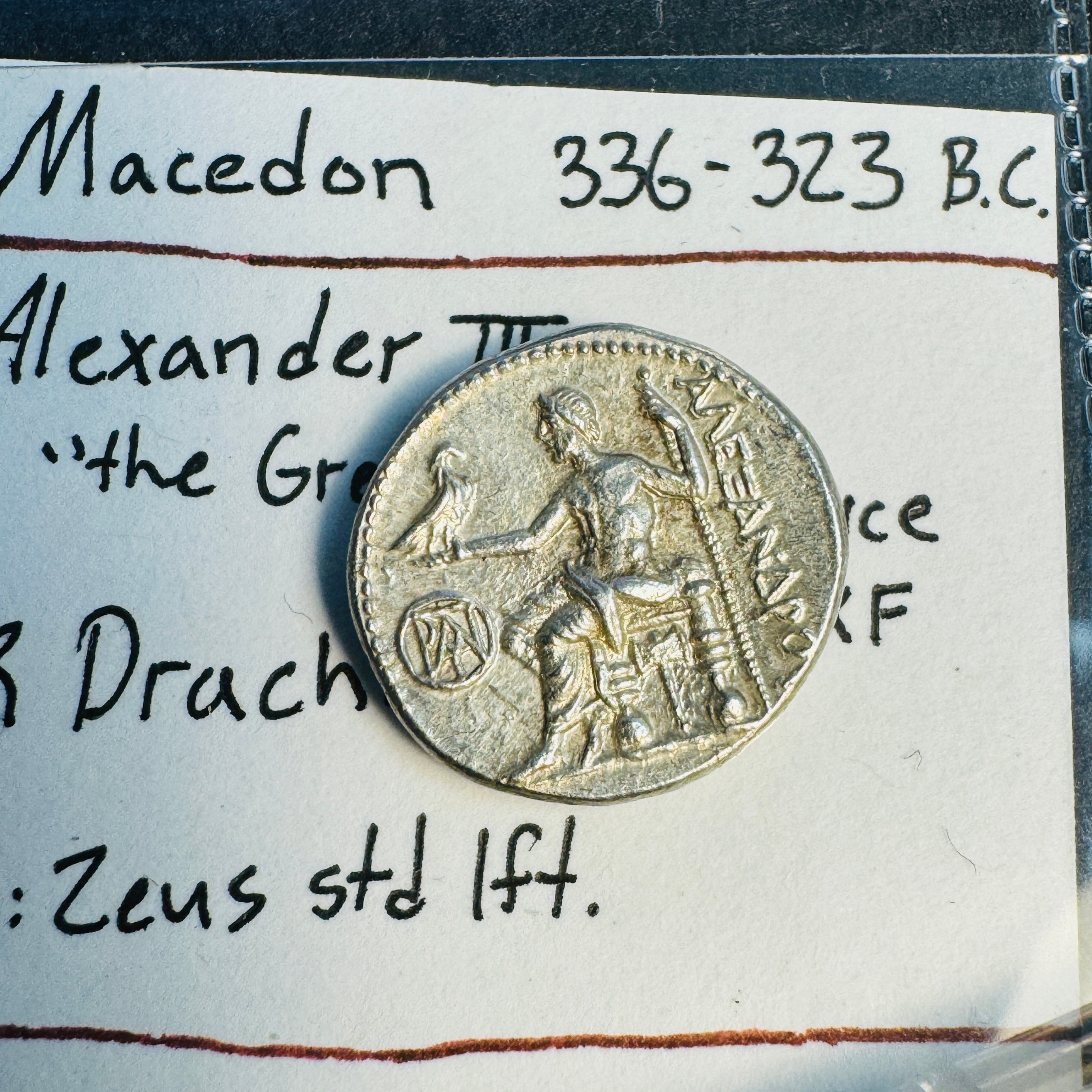 (336-323 BC) Alexander the Great of Macedon Silver Drachm, Rv: Zeus Seated, Nice XF