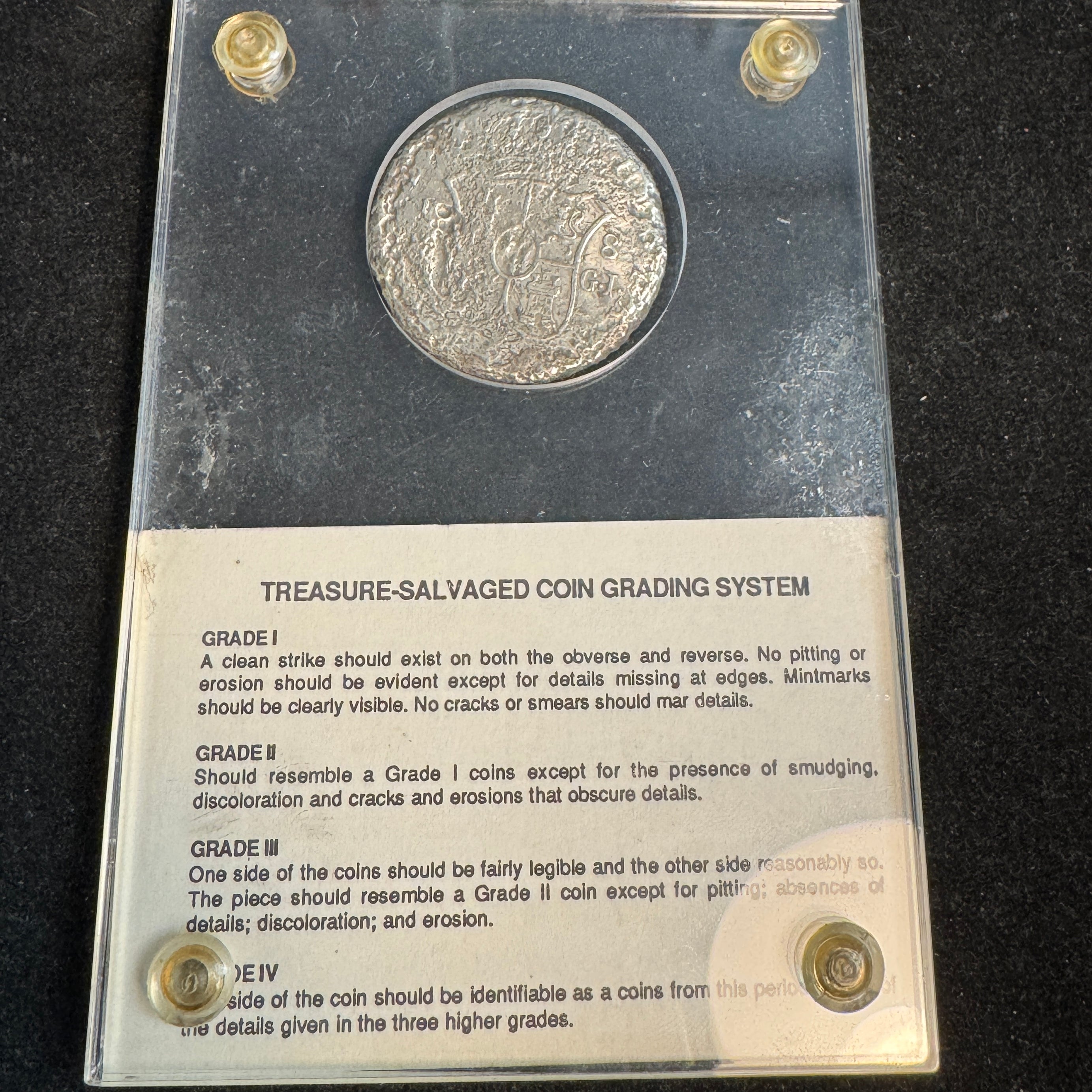 Certified EIC Cablava Shipwreck Spanish 8 Reales Silver coin, Grade III, Dates Vary