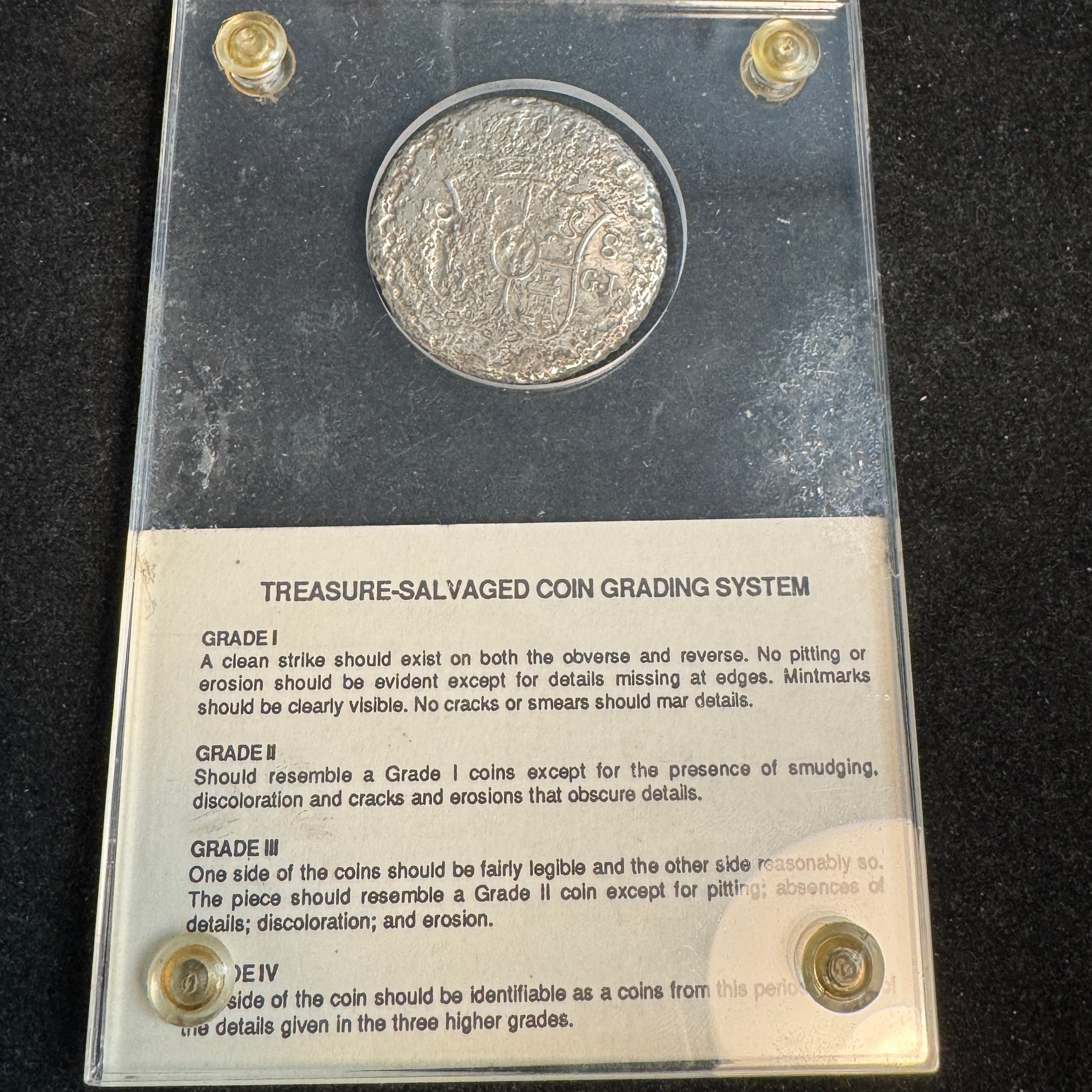 Certified EIC Cablava Shipwreck Spanish 8 Reales Silver coin, Grade III, Dates Vary
