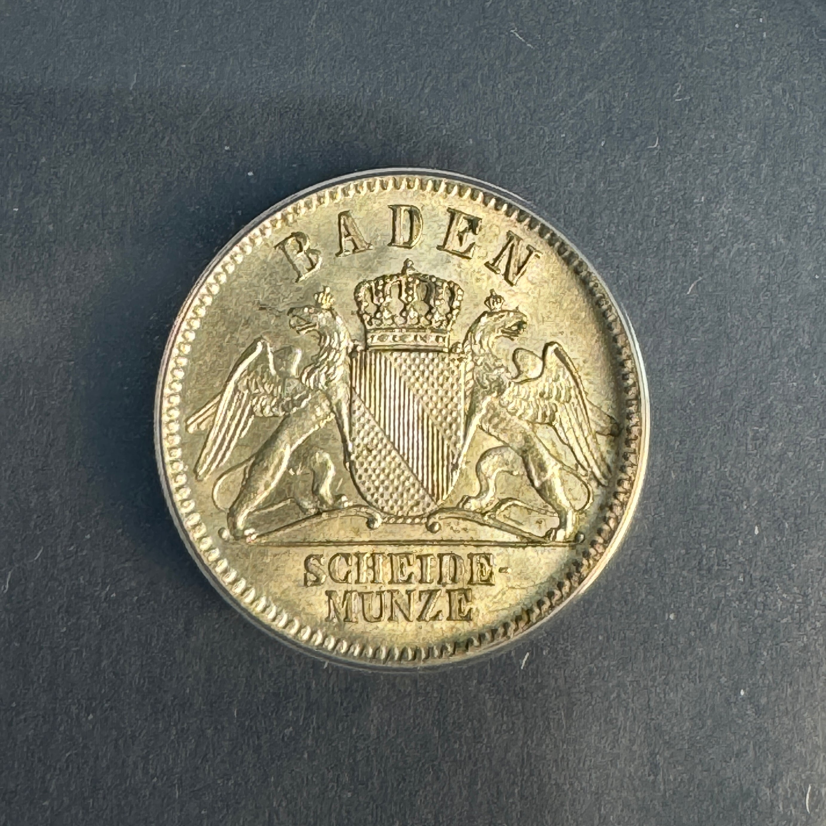 1871 Baden 3 Kruezer silver, KM-246, ANACS MS-64 🇩🇪