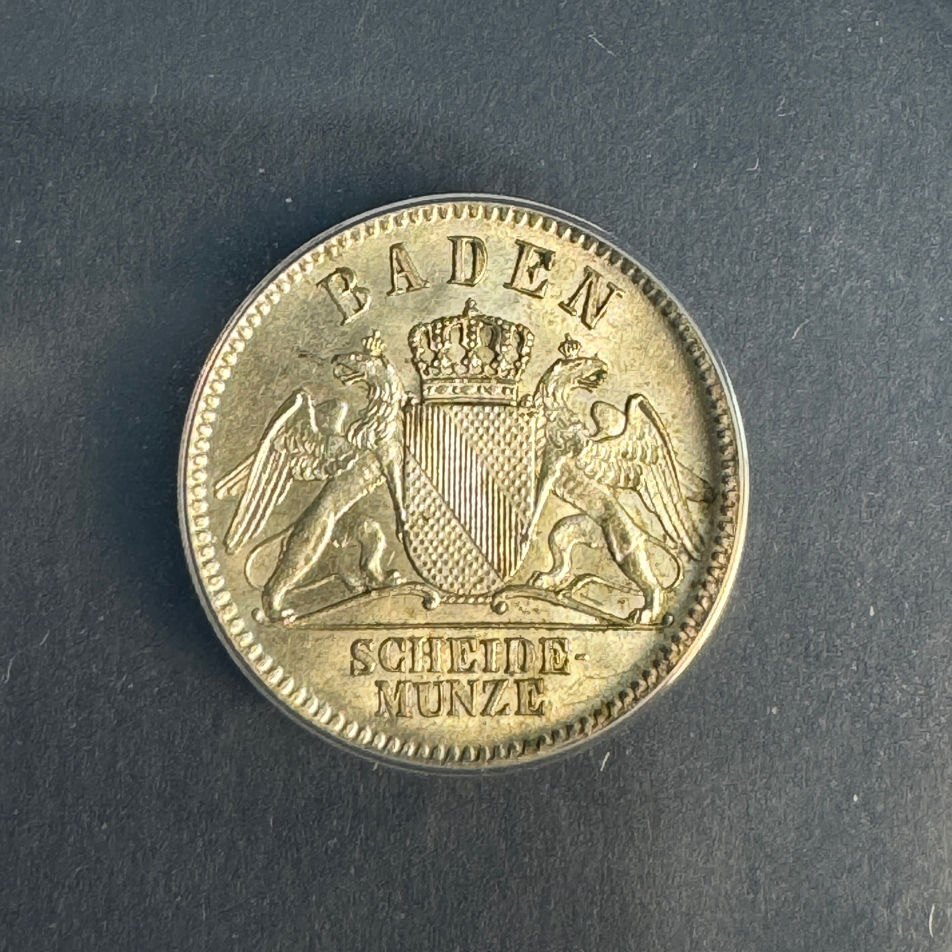 1871 Baden 3 Kruezer silver, KM-246, ANACS MS-64 🇩🇪