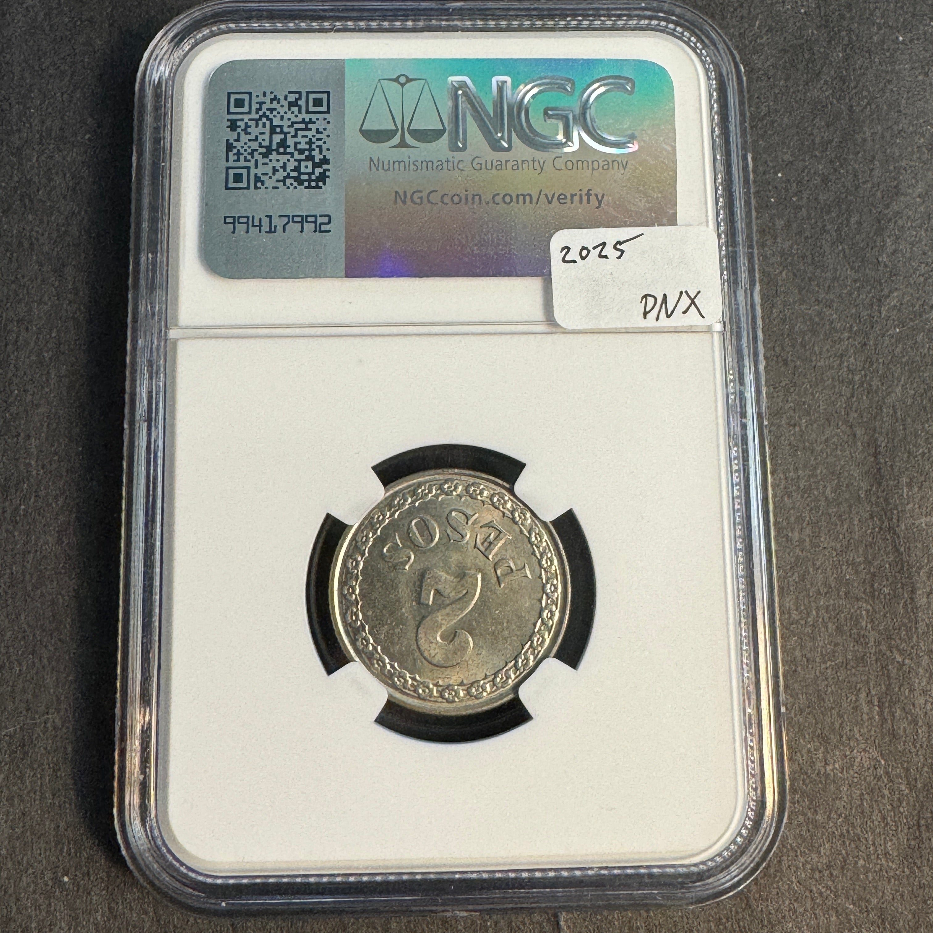 1925 Paraguay 2 Pesos, NGC MS-65, Pop 2/1 🇵🇾