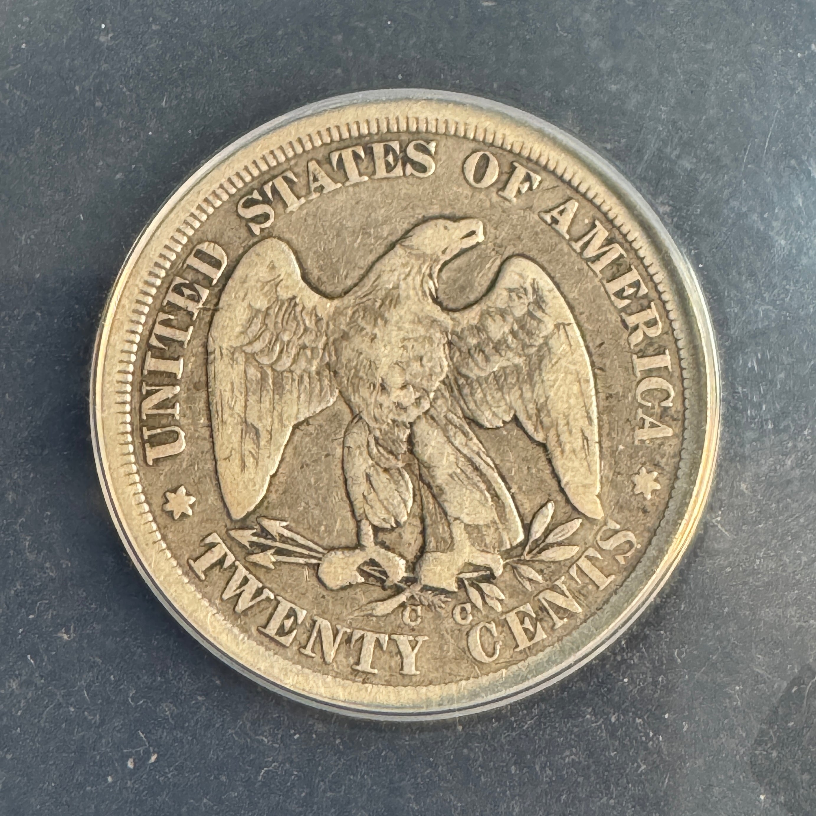 1875-CC Seated Liberty 20c Twenty Cents, ANACS VG-10