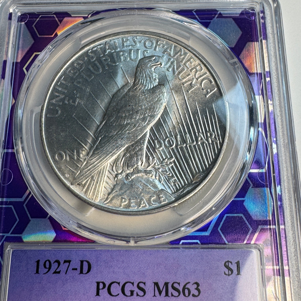 1927-D Peace Silver Dollar $1, “Bert” PCGS MS-63