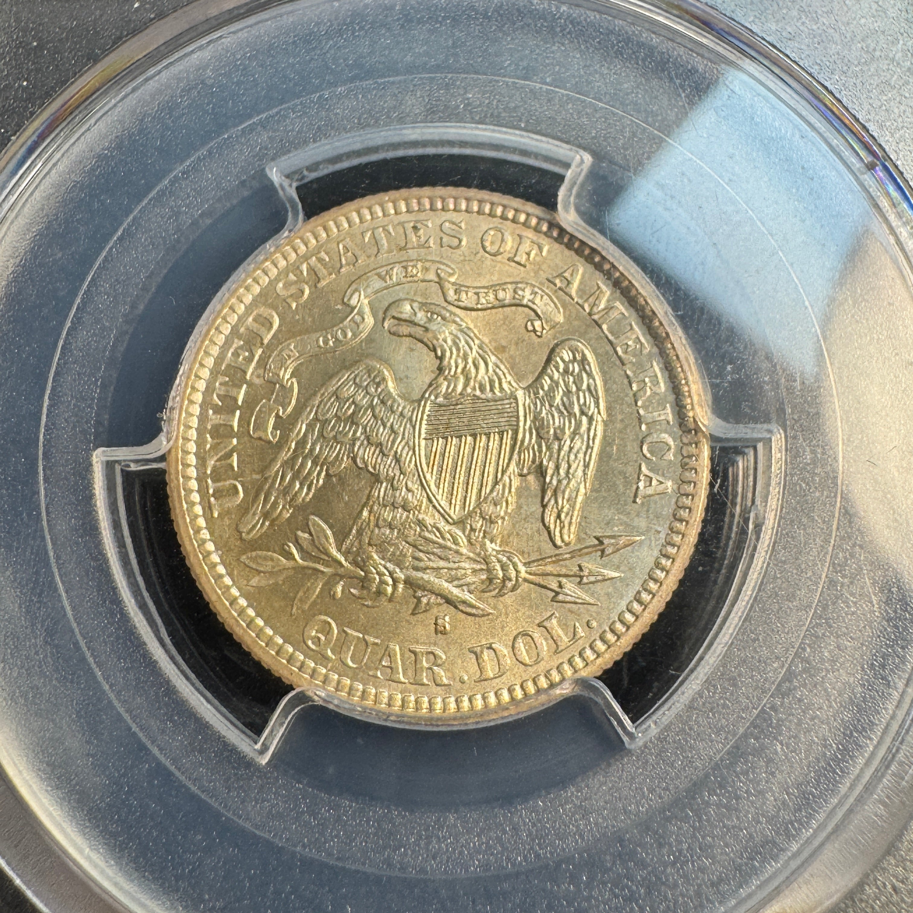 1876-S Seated Liberty Quarter 25c, PCGS MS-64