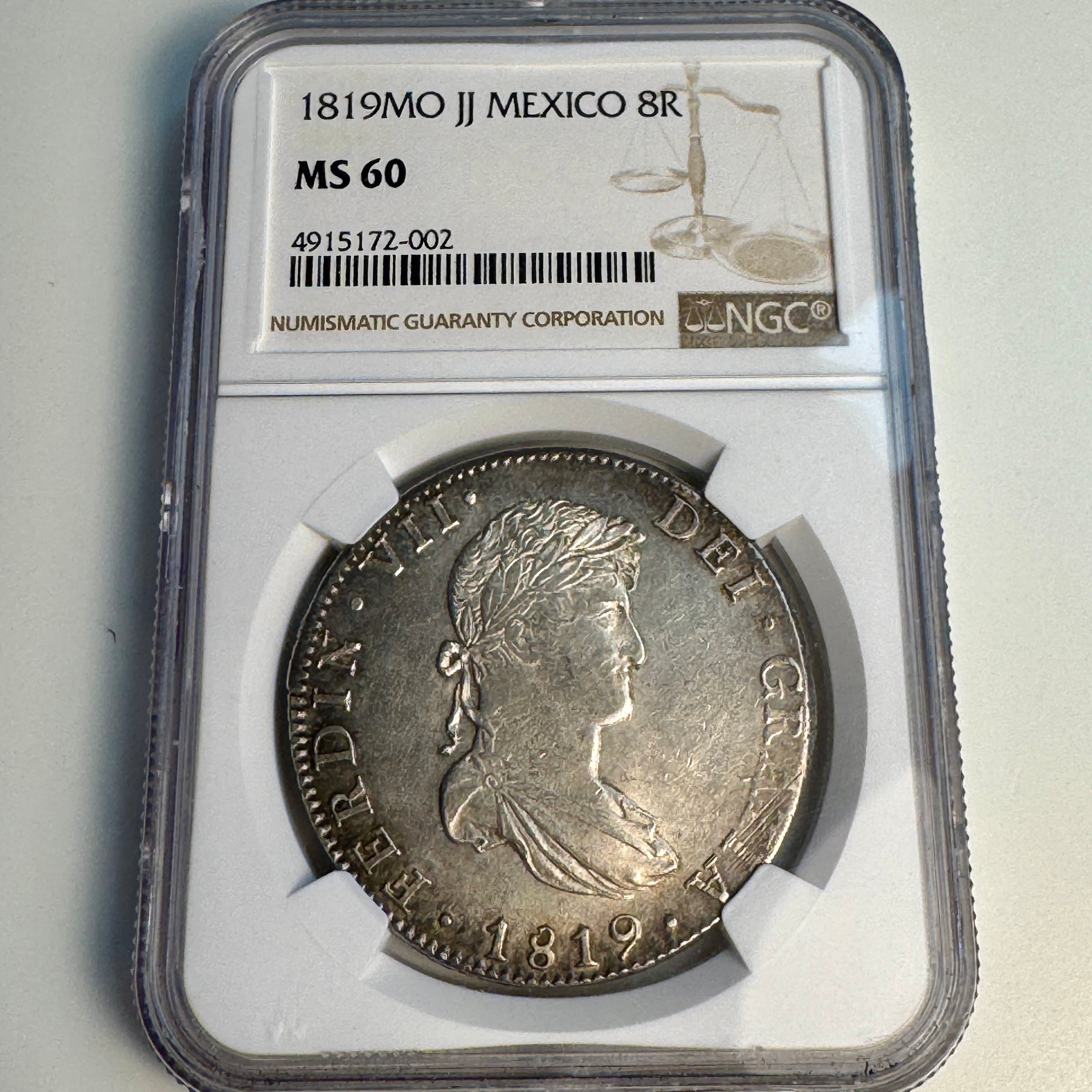 1819 Mo-JJ Mexico 8 Reales, Ferd. II, NGC MS-60