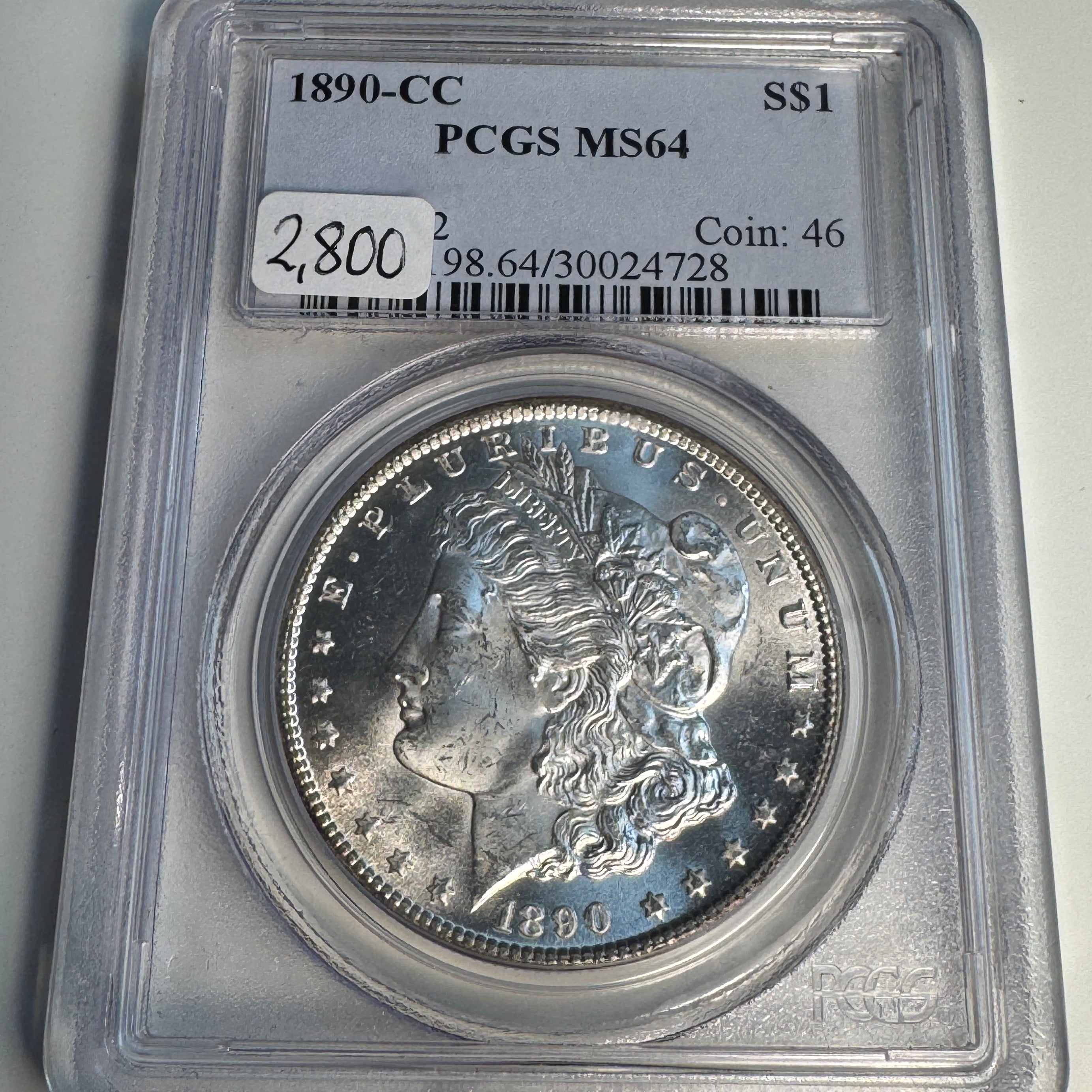 1890-CC Morgan Silver Dollar PCGS MS-64