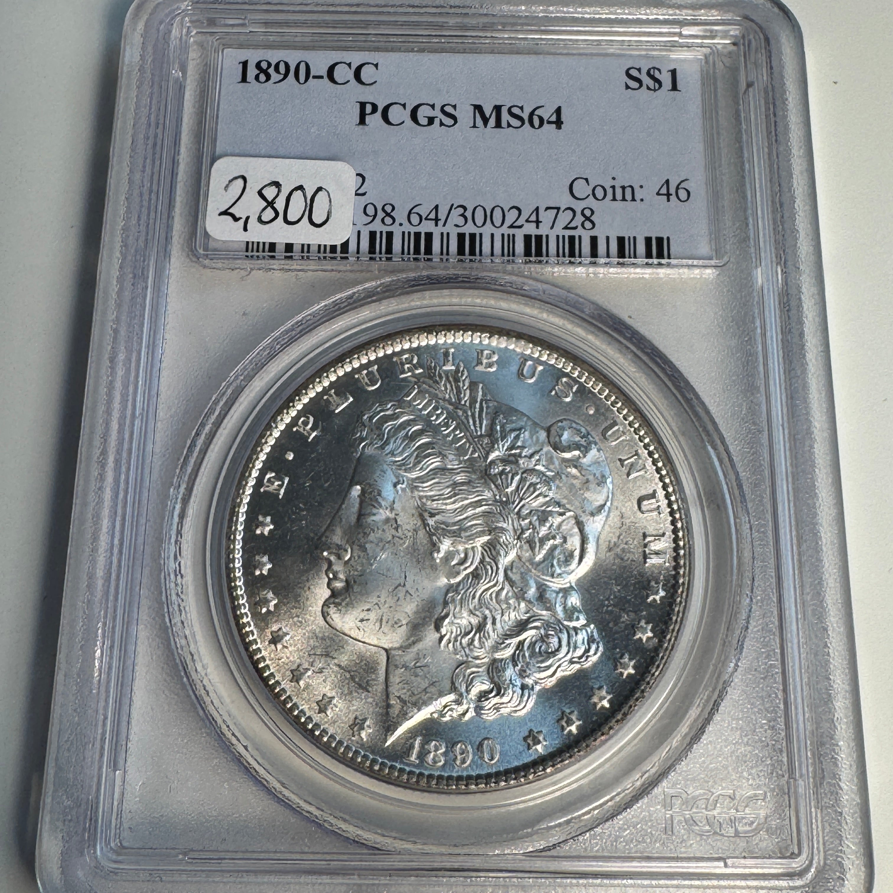 1890-CC Morgan Silver Dollar PCGS MS-64