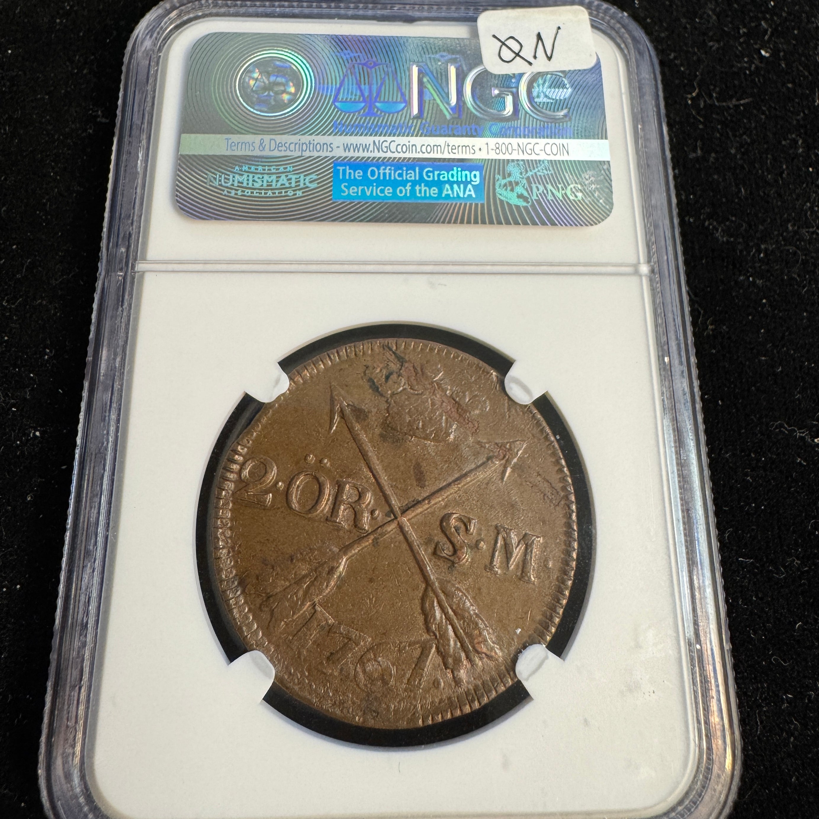 1767 Sweden 2 Ore S.M., NGC MS-62 BN , Top Pop 1/0 finest known 🇸🇪