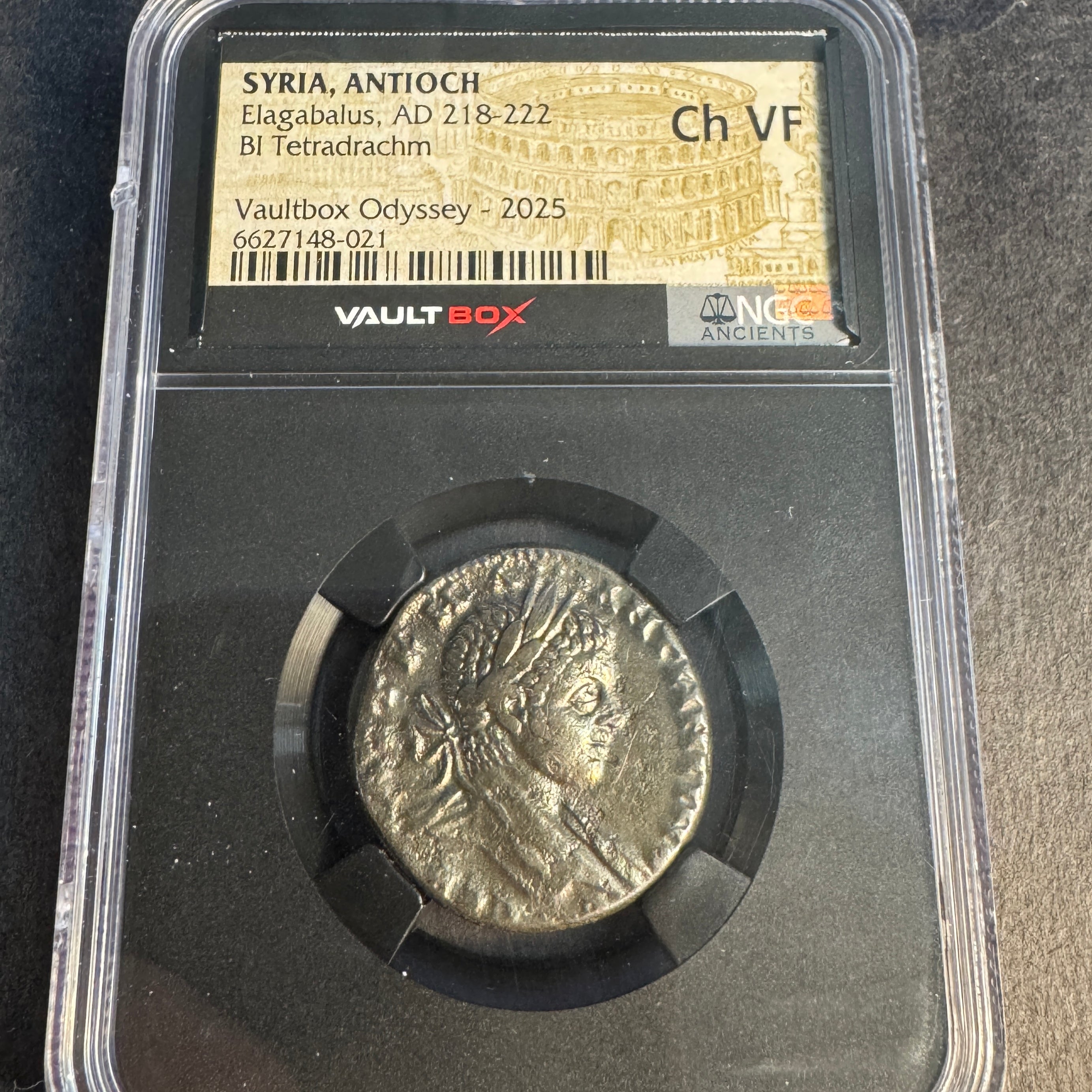 (218-222 AD) Elagabalus, Roman Imperial Syria, Antioch, Billon Tetradrachm, NGC Ch VF