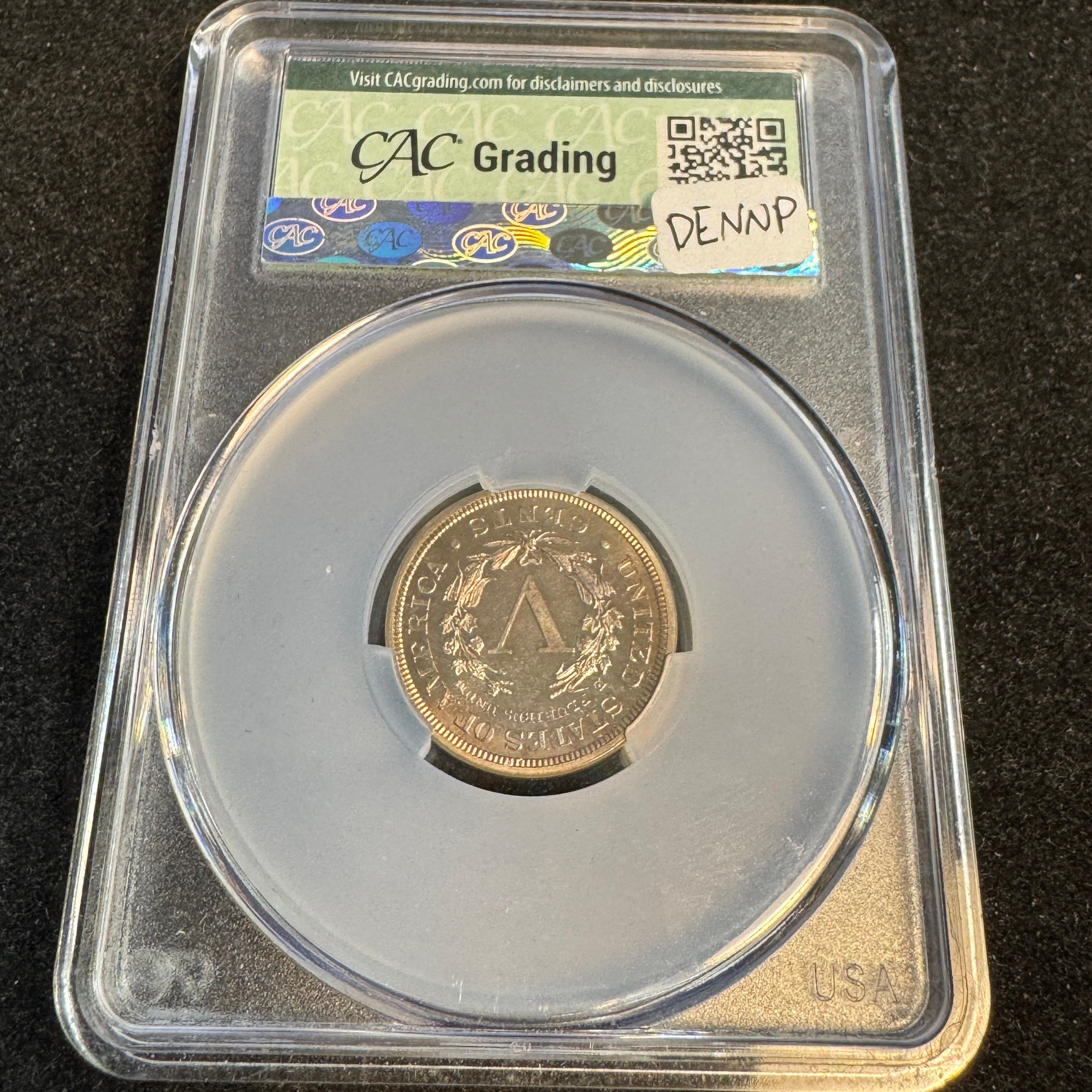 1883 Liberty Head 5c Proof Nickel “with Cents”, WitterBrick CAC PR-67
