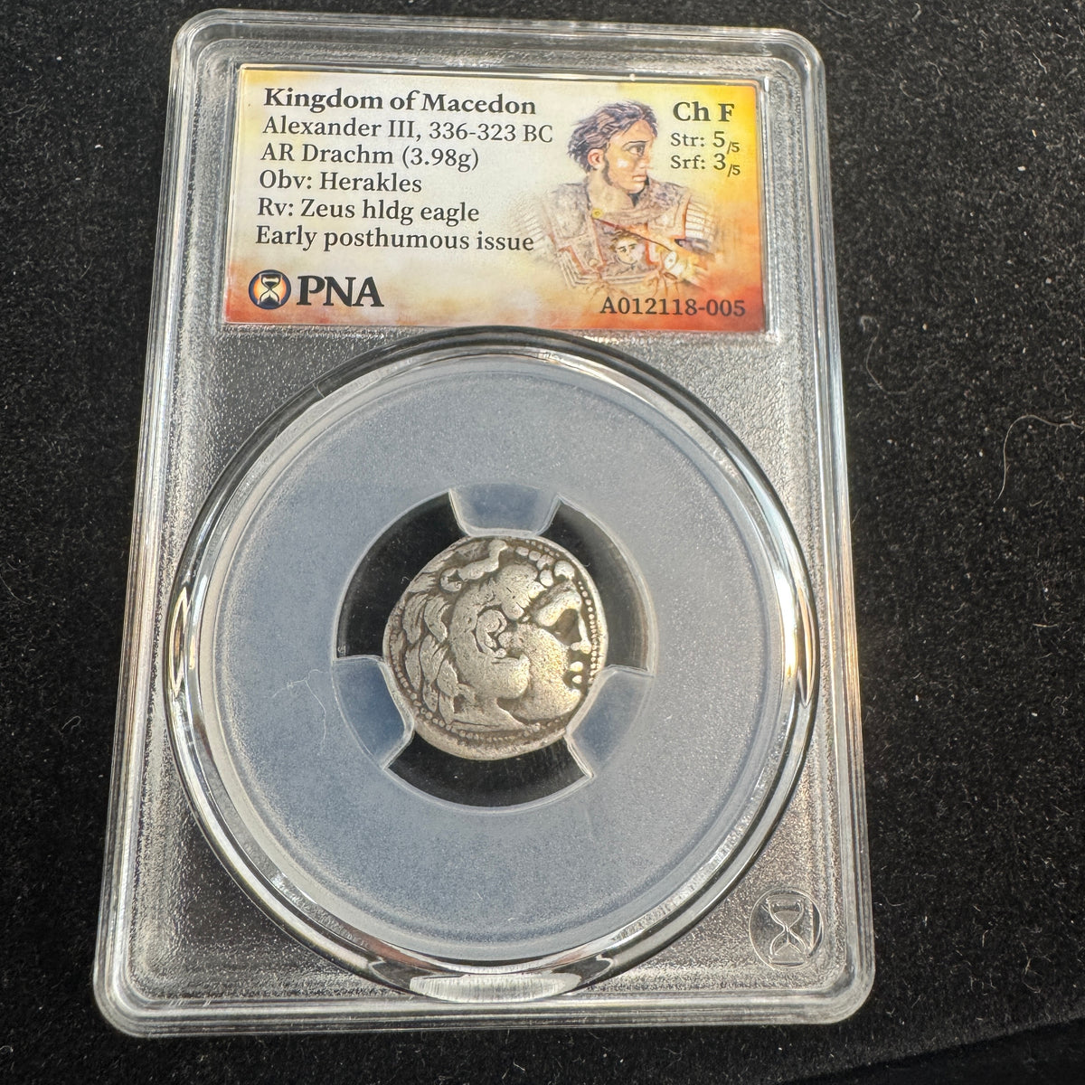 Kingdom of Macedon AR Drachm, Alexander III as Herakles - early posthumous issue, PNA Choice Fine