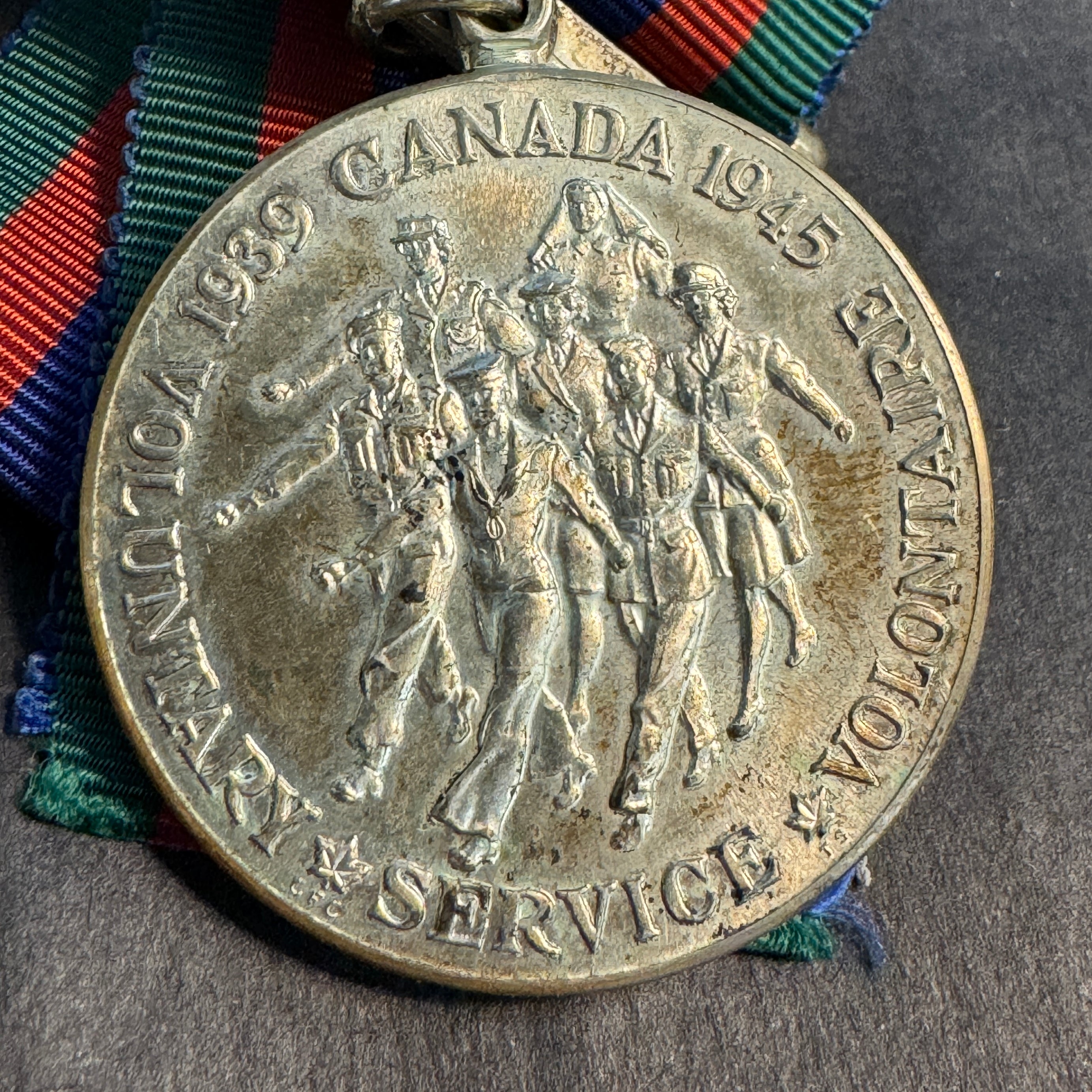 Canada WWII 1939-1945 Voluntary Service Silver Medal, with Original Box, Ribbon, & Paper 🇨🇦