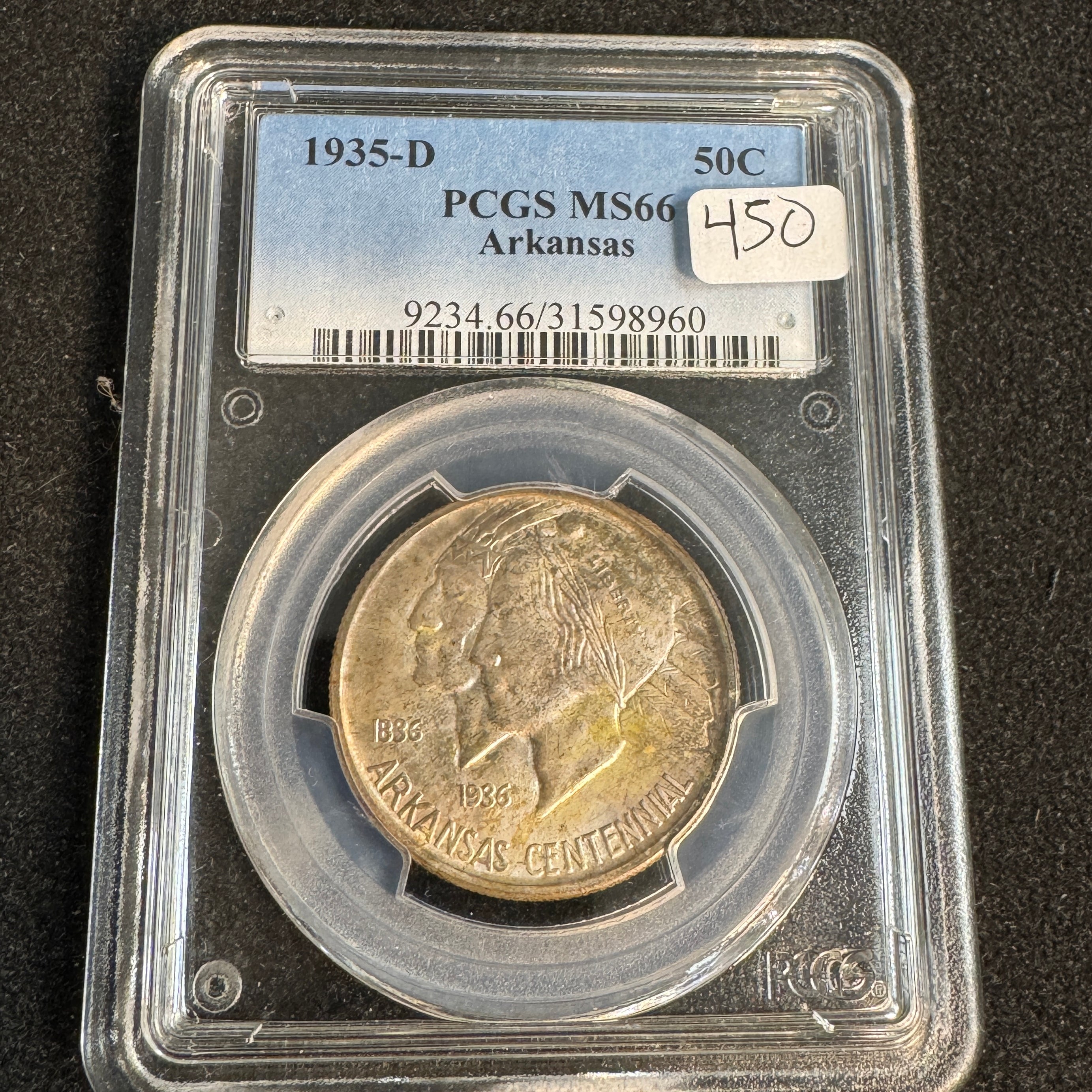 1935-D Arkansas Commemorative Half Dollar, PCGS MS-66