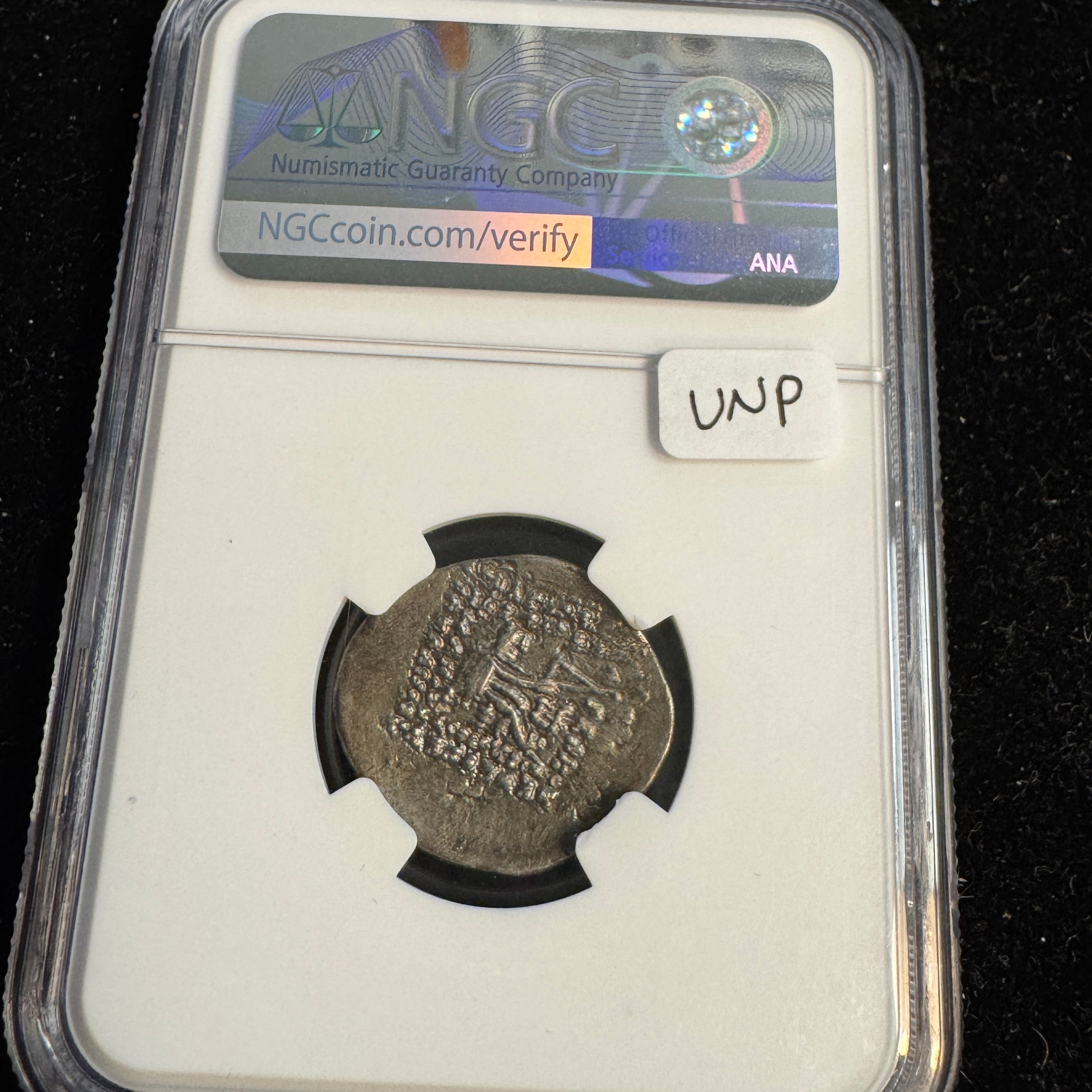 Parthian Empire Orodes II (c57-38 BC) AR Drachm, NGC XF - Double Struck