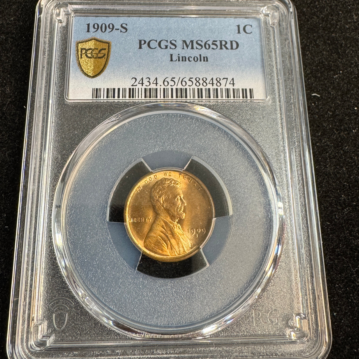 1909-S Lincoln Wheat 1c, PCGS MS-65 RD
