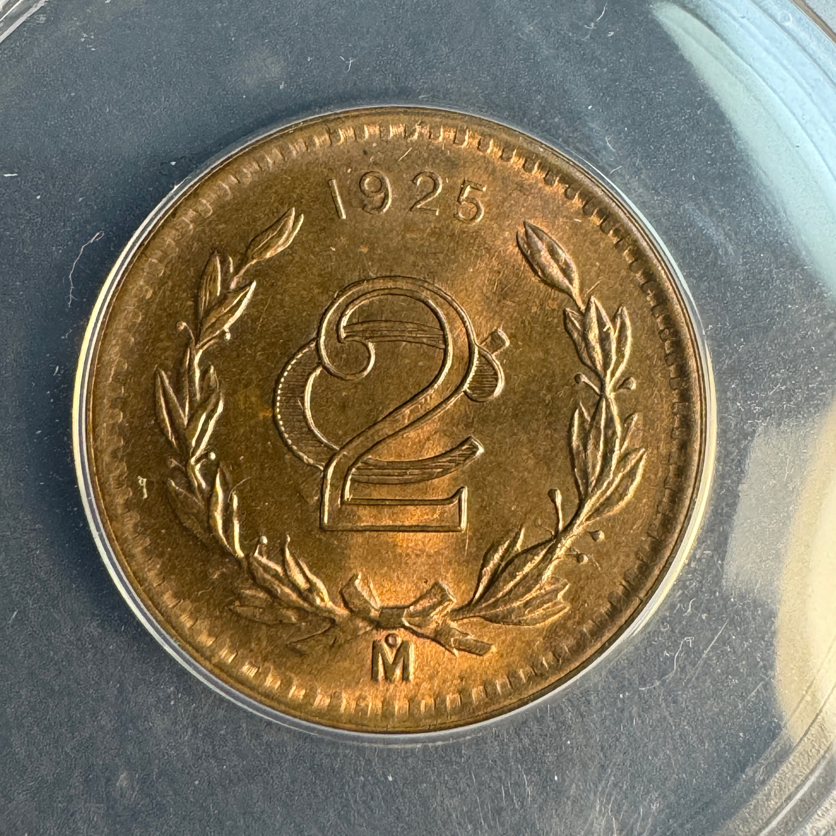 1925-Mo Mexico 2 Centavos ANACS MS-63 RB 🇲🇽