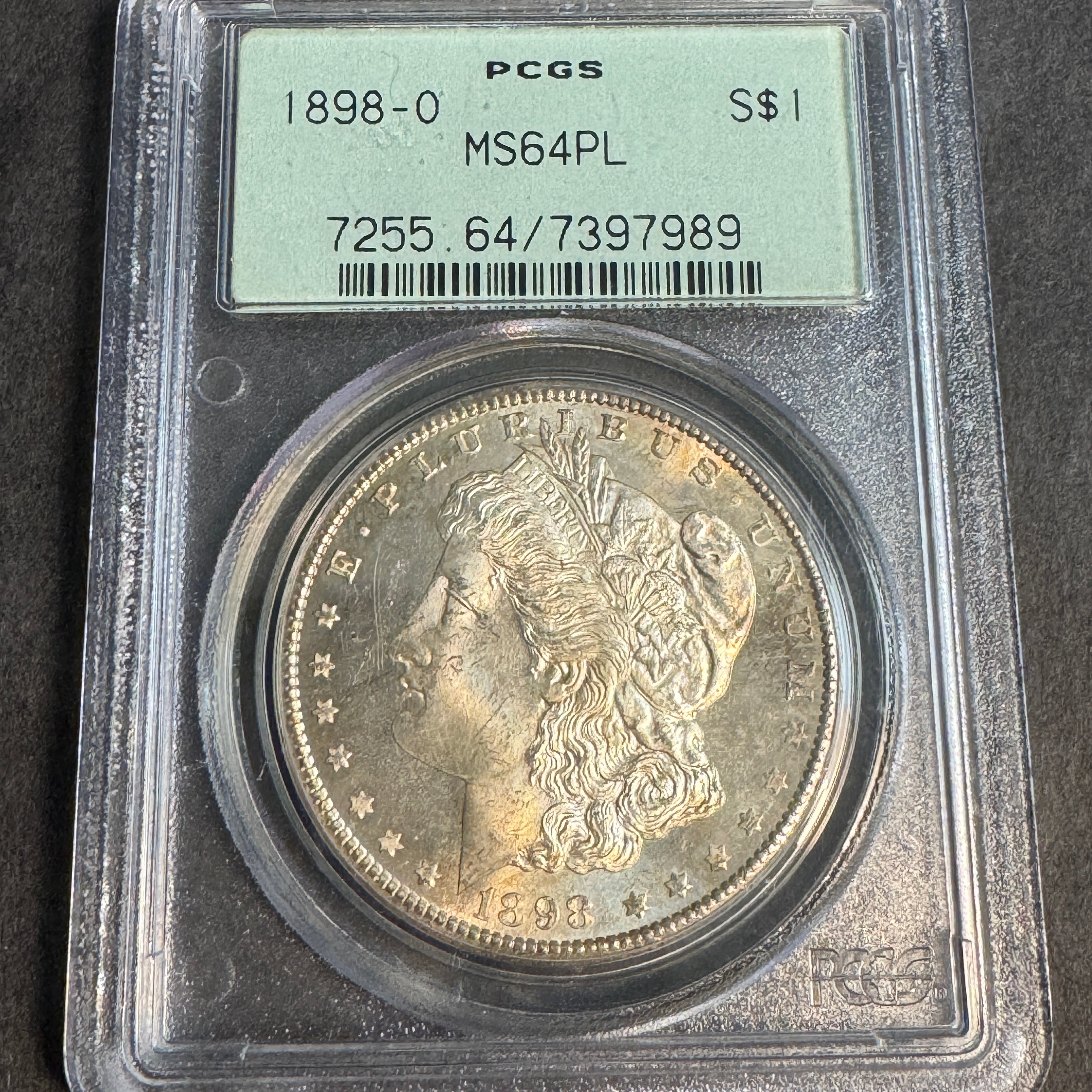 1898-O Morgan Silver Dollar, OGH PCGS MS-64 PL Prooflike !!