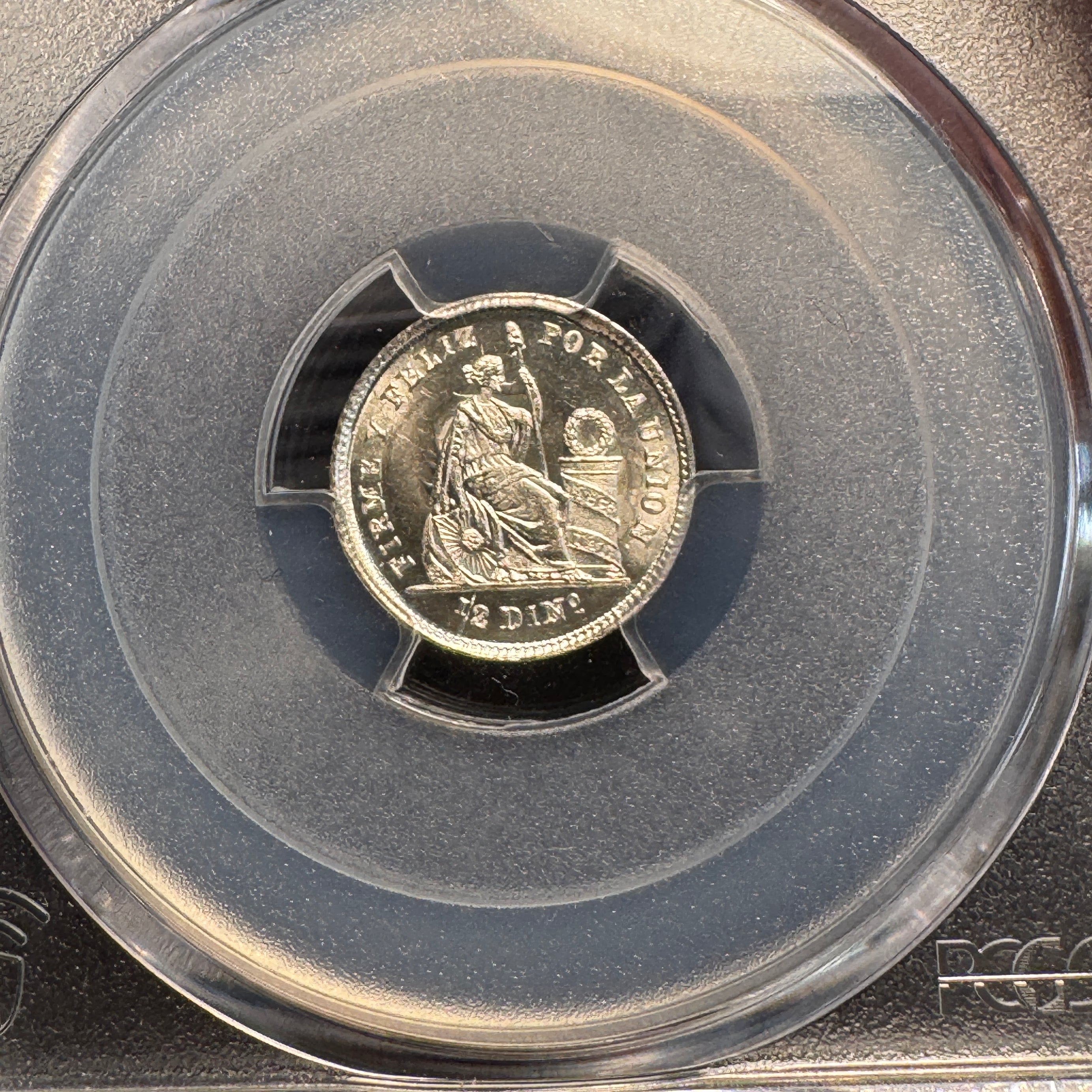 1863-YB Peru AR 1/2 Dinero, Seated Liberty, PCGS MS-66 🇵🇪